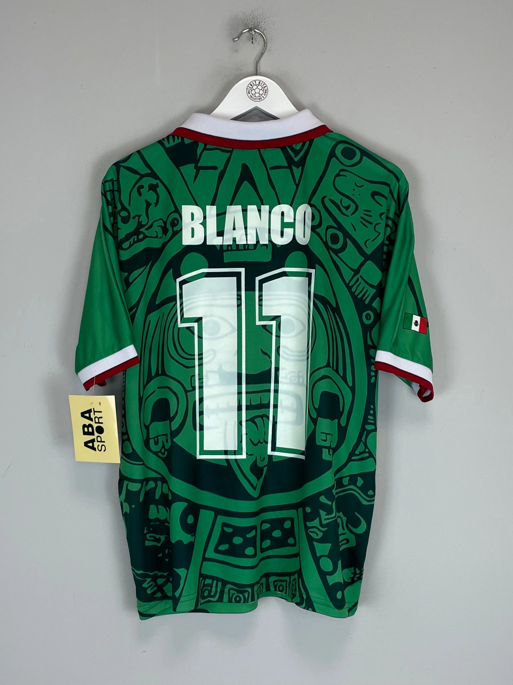 Mesh Panel Placement 1998 Mexico Blanco #11 *Reissue* World Cup Edition Home (Multiple) ABA Sport