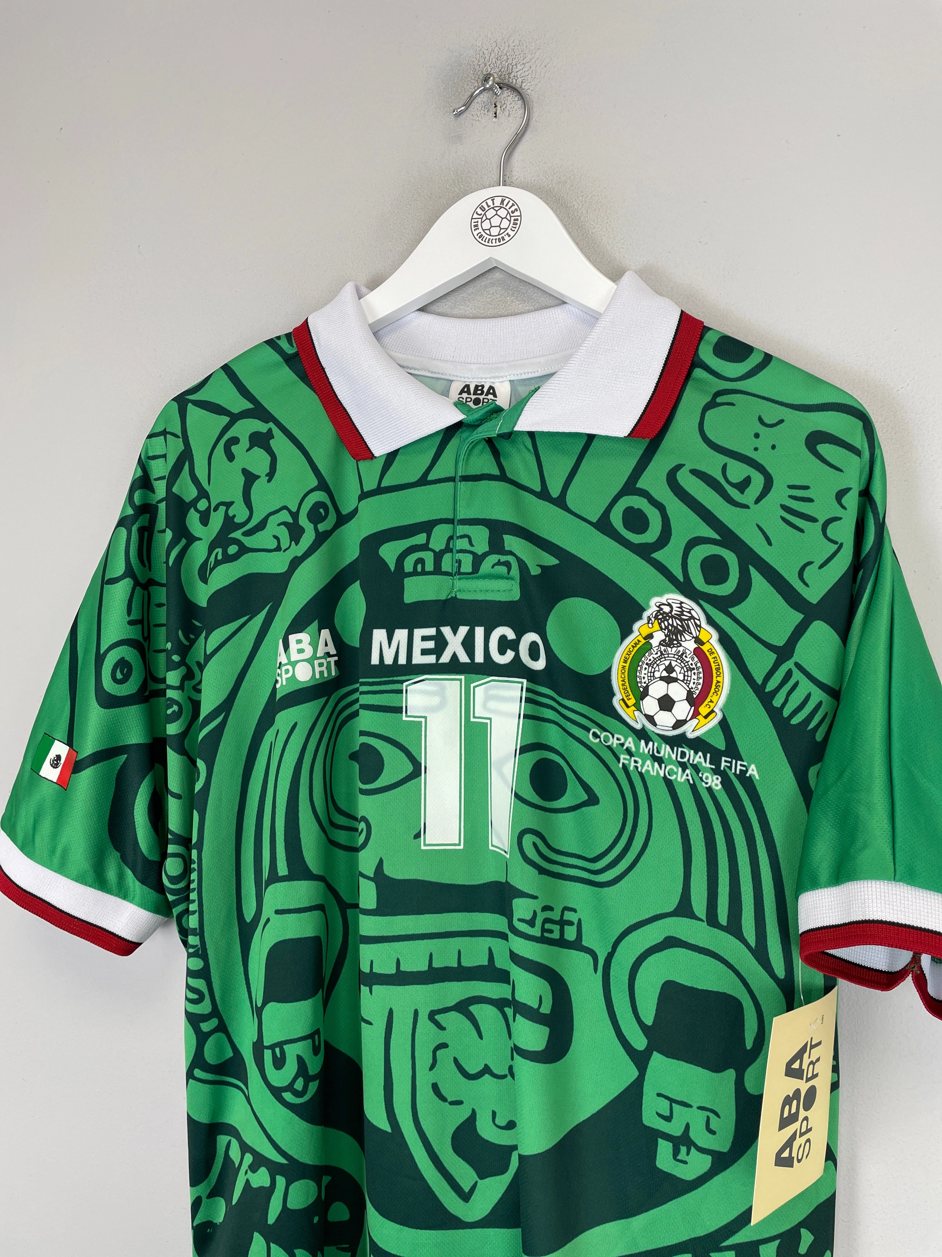 Wrinkle Free Travel Fabric Athletic Ribbed Cuffs 1998 Mexico Blanco #11 *Reissue* World Cup Edition Home (Multiple) ABA Sport