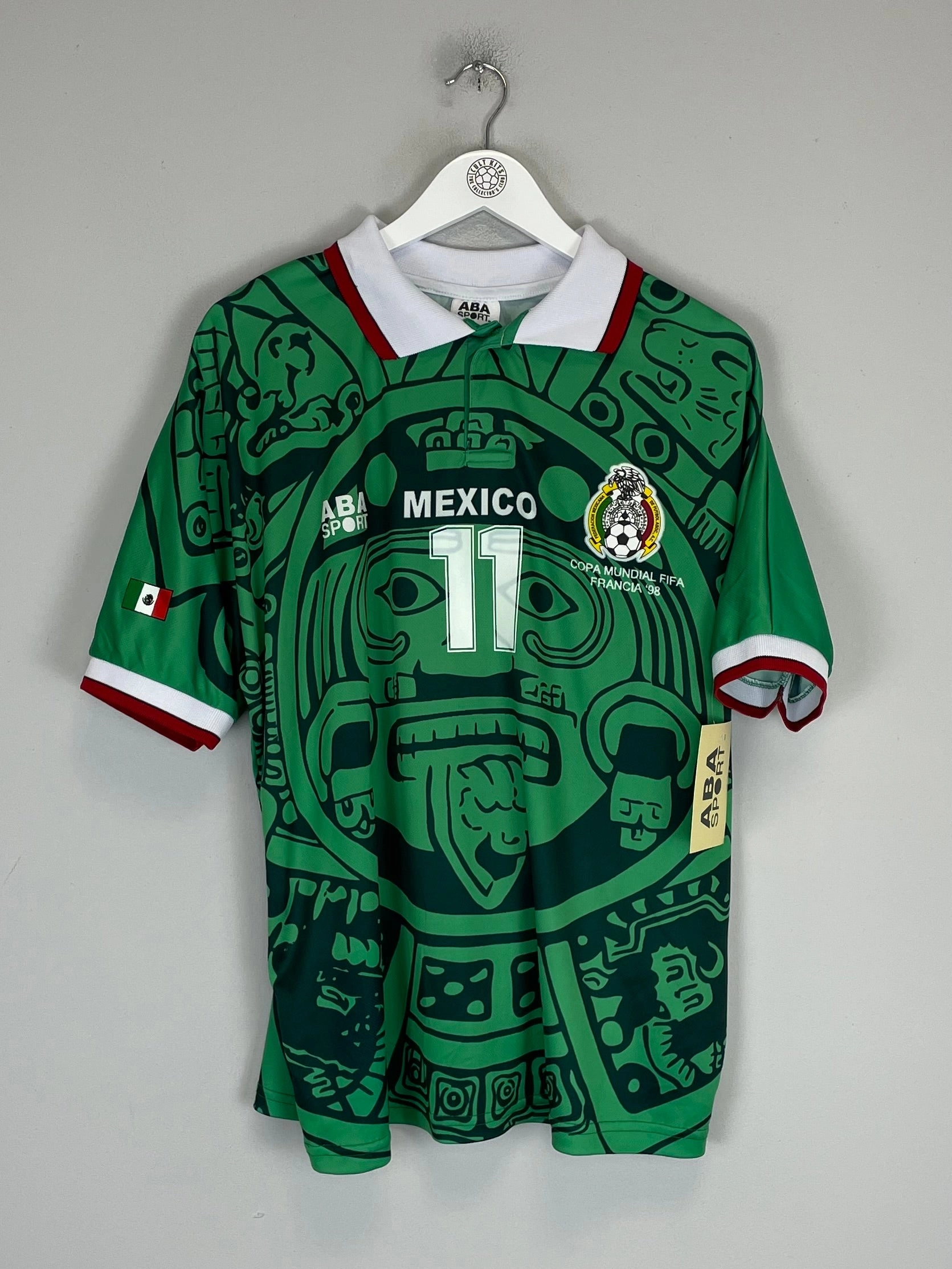 1998 Mexico Blanco #11 *Reissue* World Cup Edition Home (Multiple) ABA Sport Hybrid Ply Construction