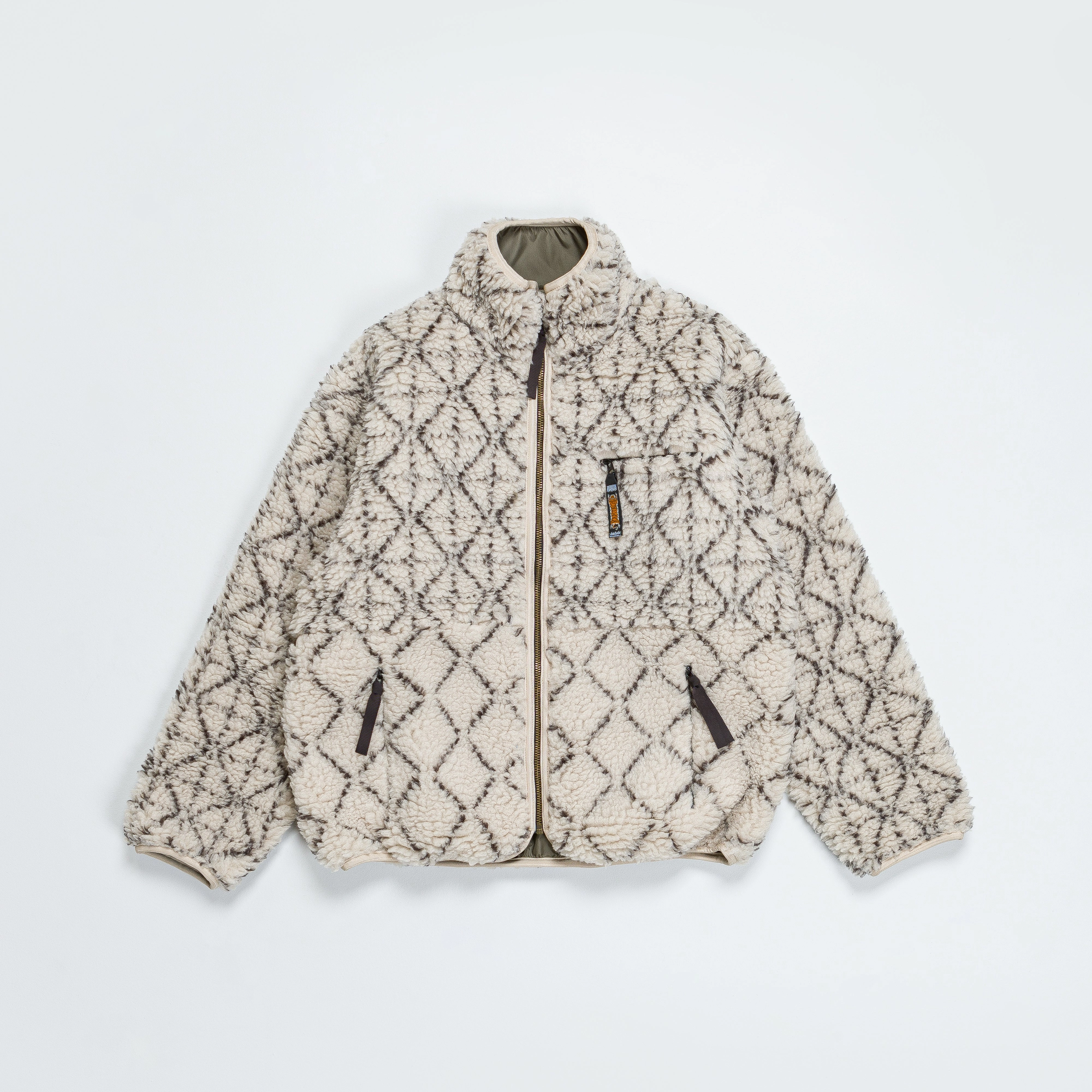 Thick Insulation MoistureWickingLining DO-GI SASHIKO BOA Fleece Reversible Blouson Ecru