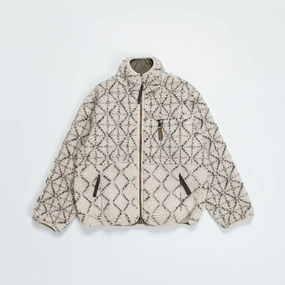 Thick Insulation MoistureWickingLining DO-GI SASHIKO BOA Fleece Reversible Blouson Ecru