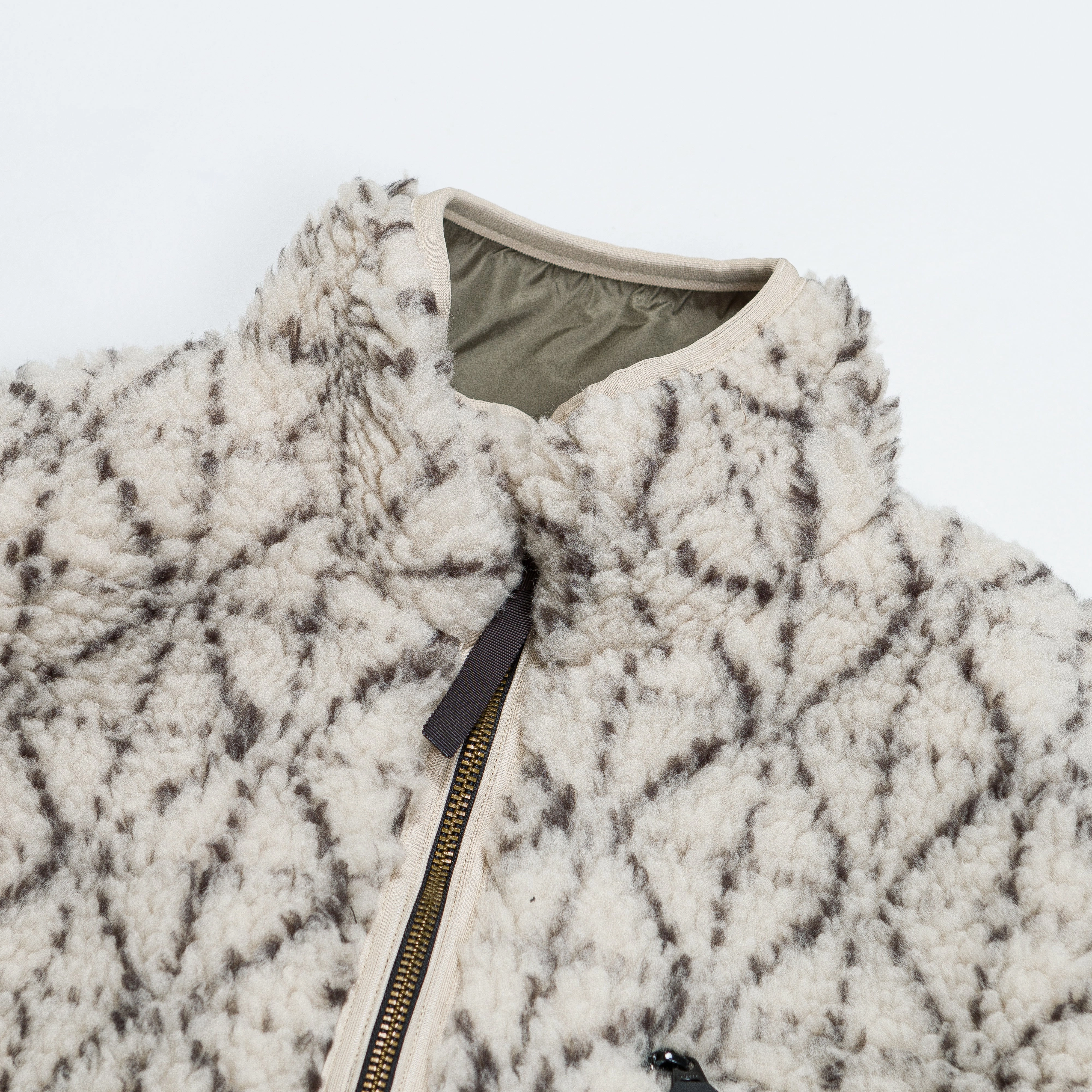 Stain Proof Quilted Interior DO-GI SASHIKO BOA Fleece Reversible Blouson Ecru