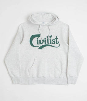 Button front Leather Accents Civilist Karls Berg Hoodie - Light Heather Grey