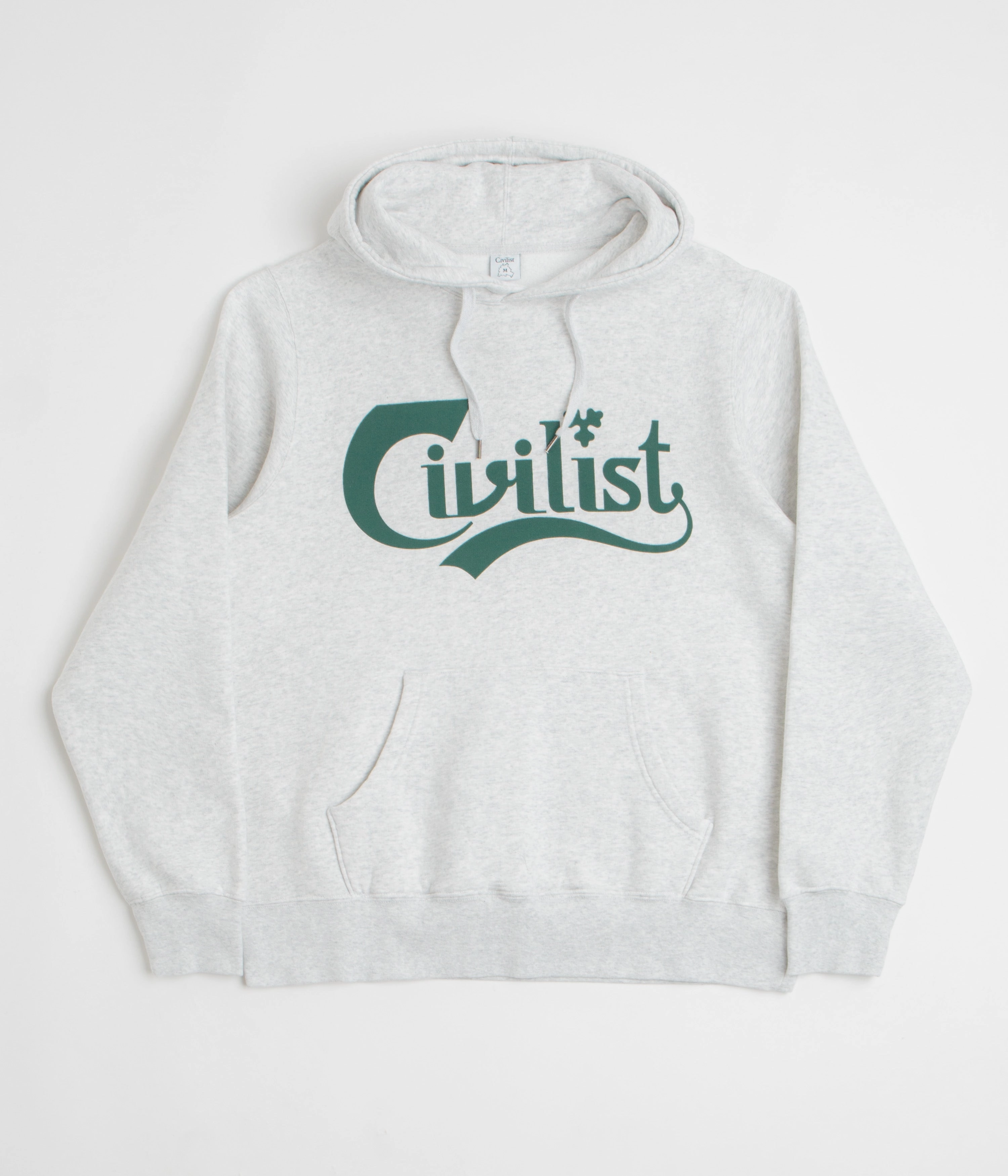 Button front Leather Accents Civilist Karls Berg Hoodie - Light Heather Grey