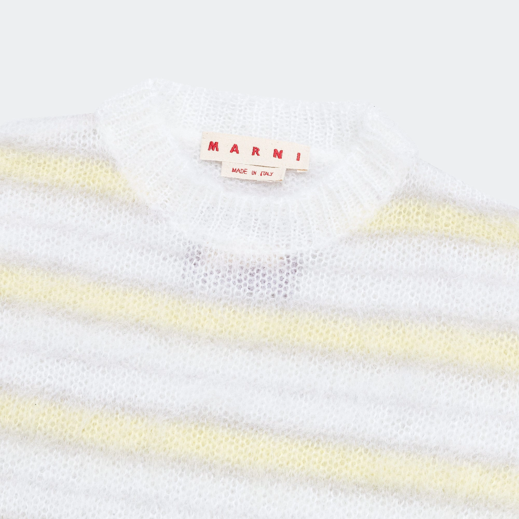 Striped Mohair Sweater - Lily White Yarn Dyed Recycled Fiber Blend