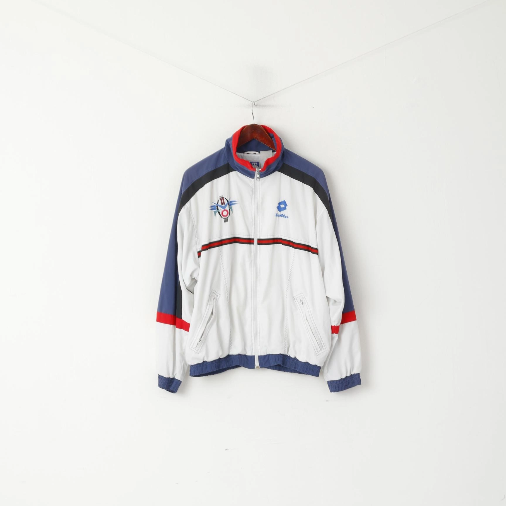 Lotto For Boris Becker Men M Jacket White Vintage Tennis Italiano Zip Up Track Top Preppy Cravat