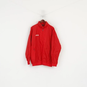 Mitre Mes L Jacket Red Cheam Sports FC Lightweight Sportswear Red Full Zipper Hidden Hood Rain Shield