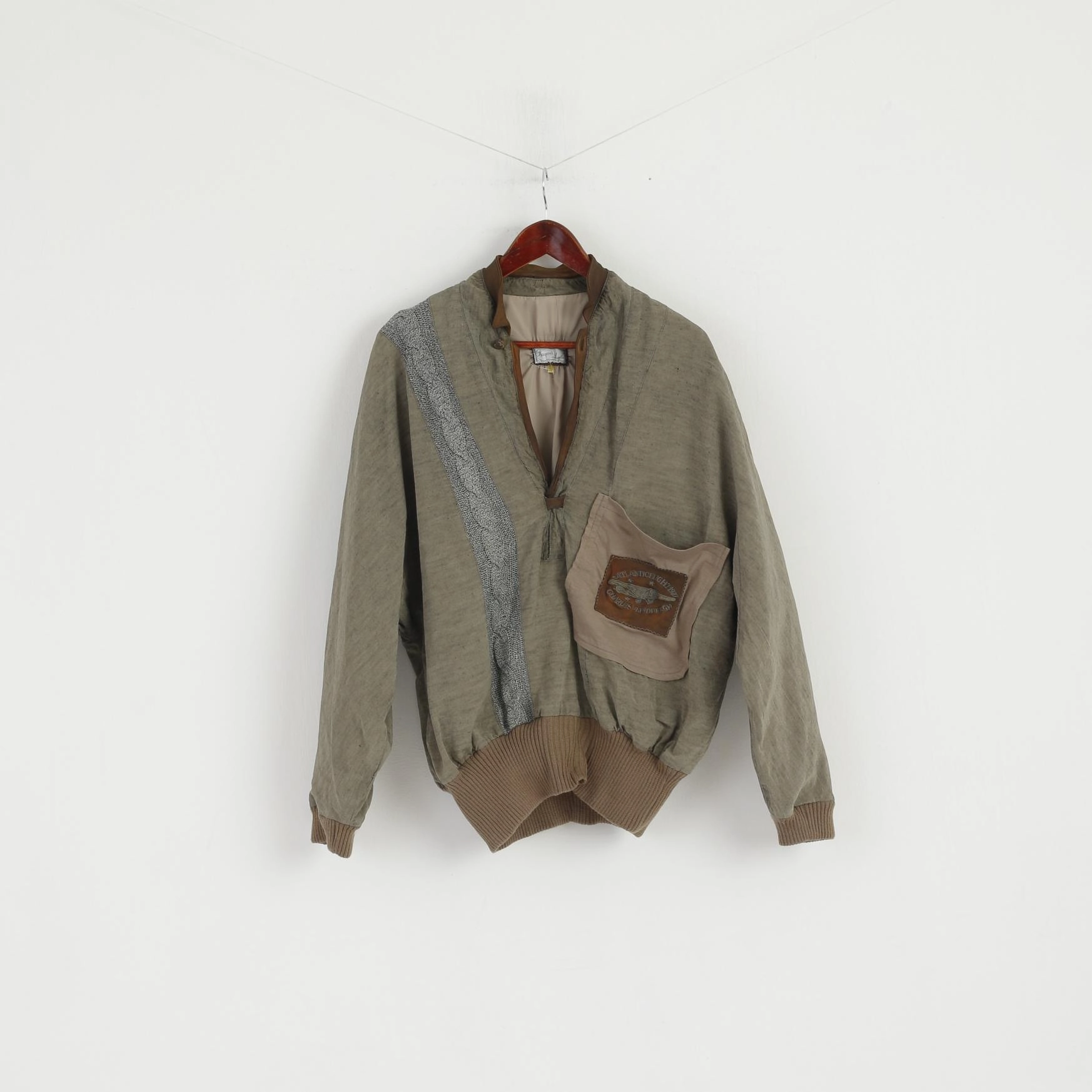 fall season Francois Martin Men 52 M Pullover Jacket Atlantic Flight 1927 Charles Lindbergh Aviator Linen Top