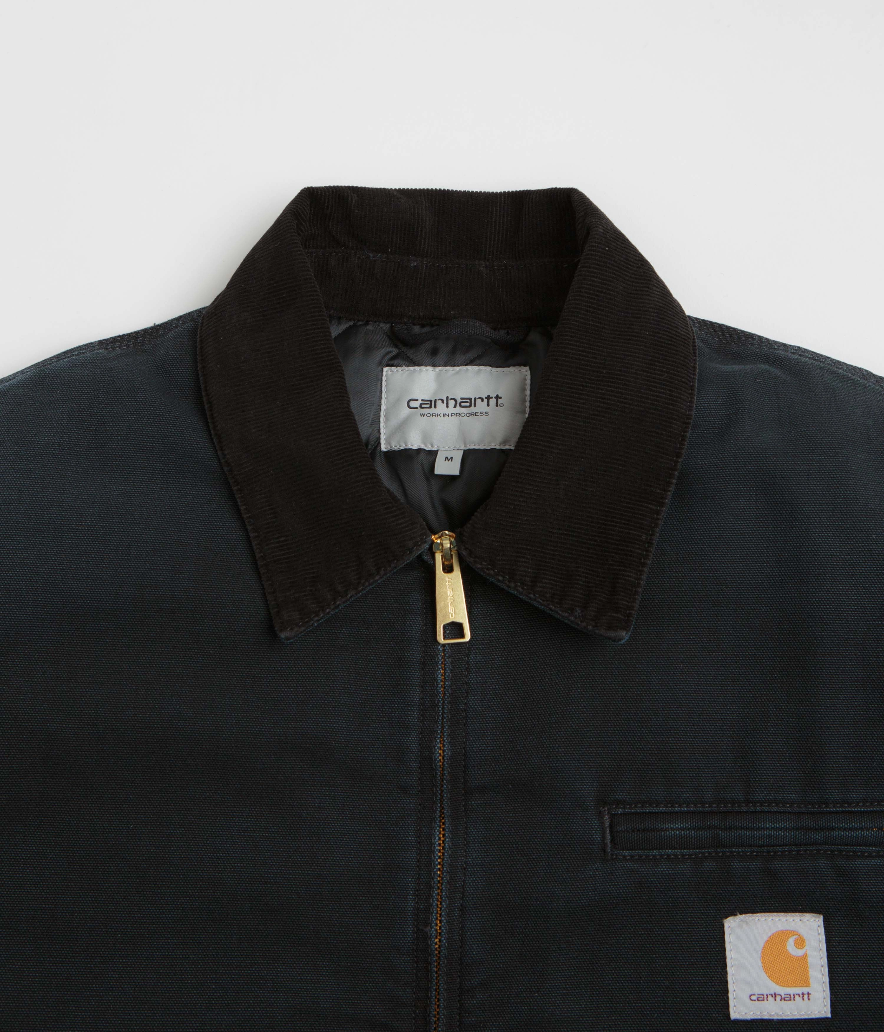 Slim Silhouette Minimal Form Carhartt OG Detroit Jacket - Black / Black Stone Canvas