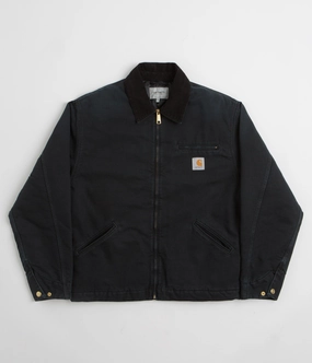 autumn season Carhartt OG Detroit Jacket - Black / Black Stone Canvas