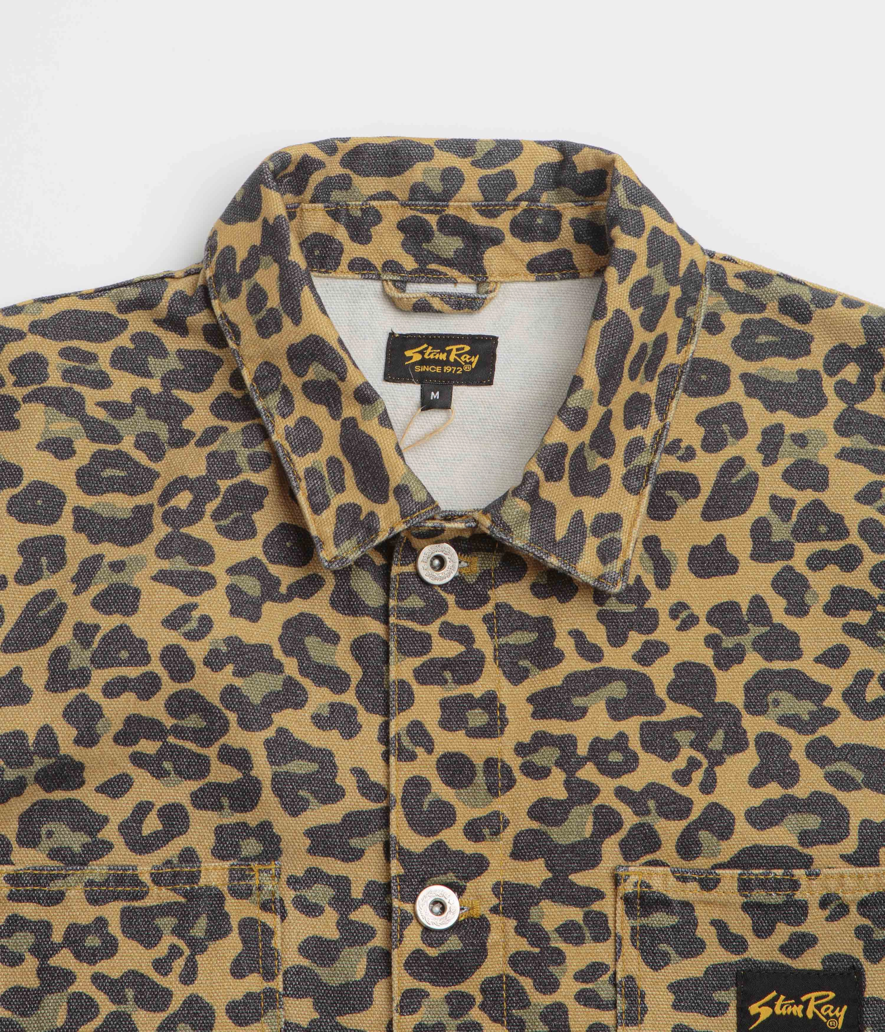 Stan Ray Coverall Jacket - Washed Leopard Camo Duck Solid Barrier Seam Construction