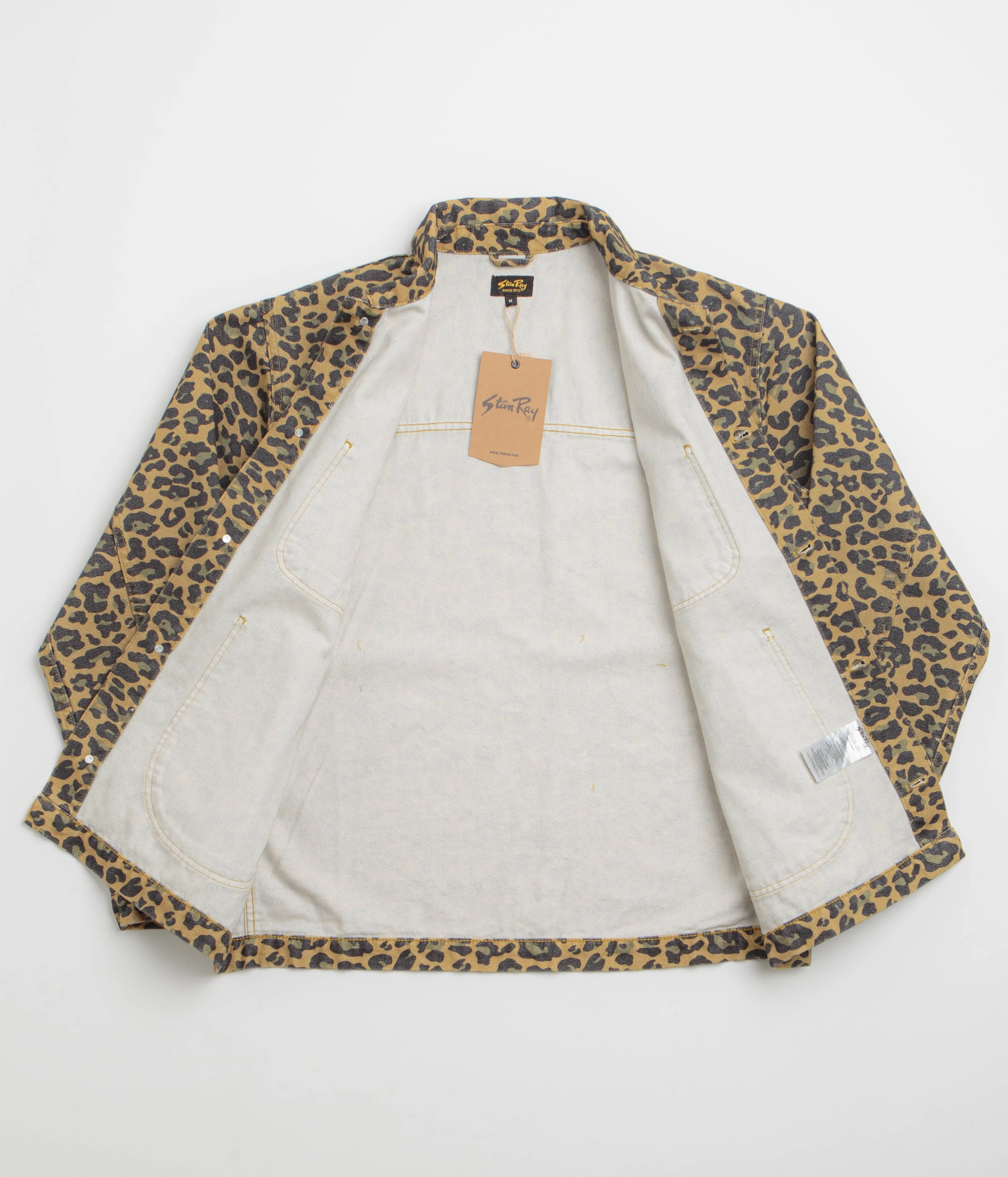 Stan Ray Coverall Jacket - Washed Leopard Camo Duck Comfort Fit Silhouette Weather Coat