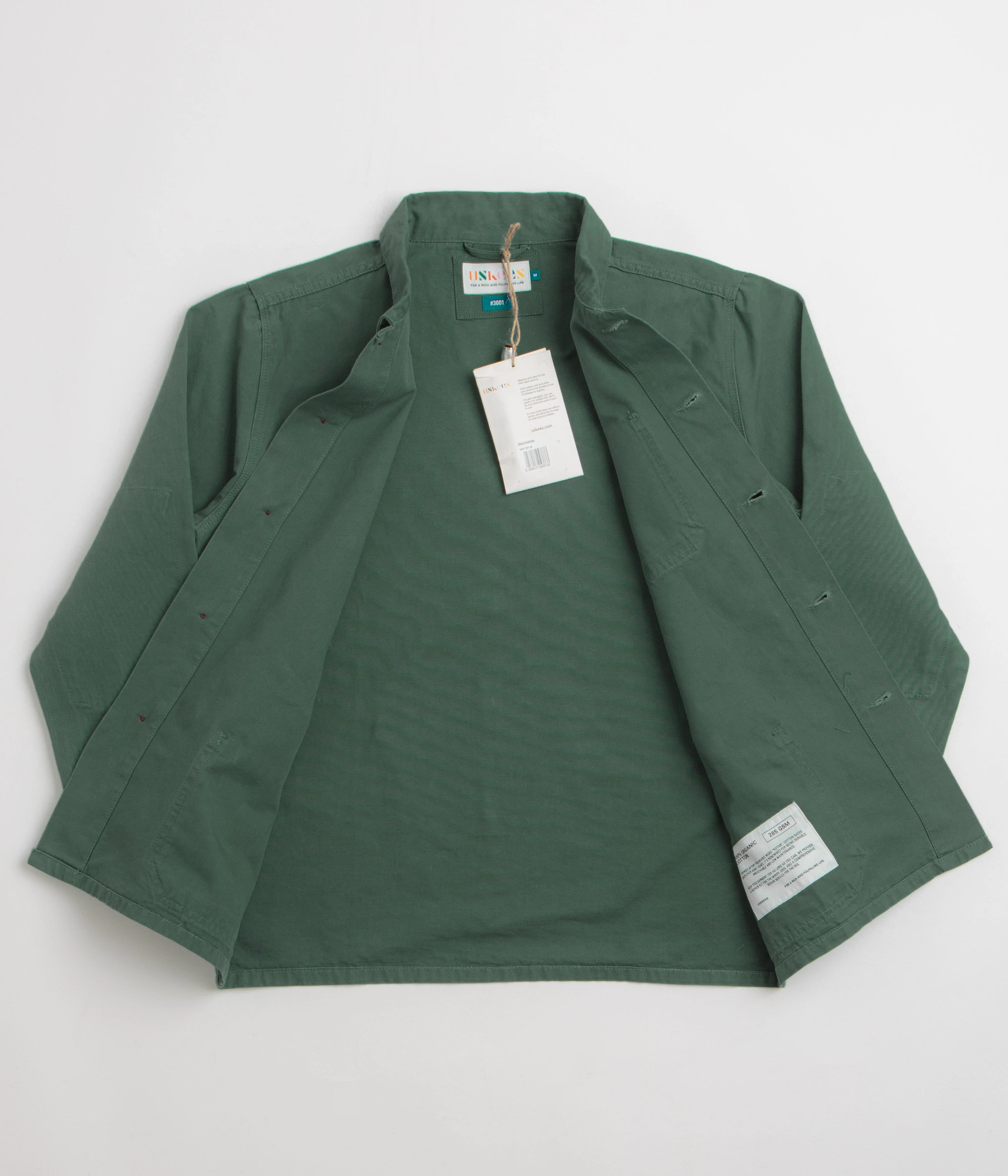 Slim Silhouette Wind Blocker Uskees 3001 Buttoned Overshirt - Green