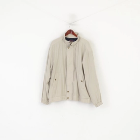 James Cowan Men L Jacket Beige Vintage Harrington Full Zip Fleece Lined Top Go Anywhere