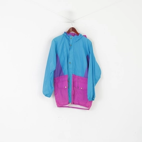 Vintage Men M Jacket Turquoise Vintage Nylon Waterproof Hood Zip Up Rain Top Eco-friendly