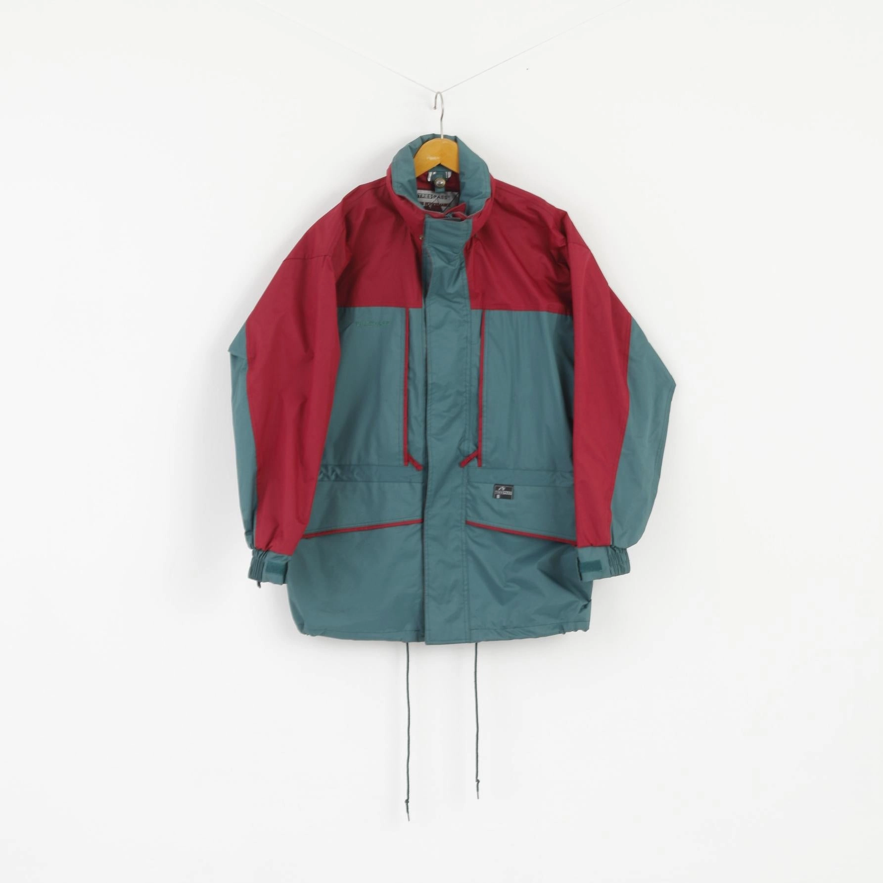 Transitional Weather Trespass Men S Jacket Green Parka Hidden Hood High Performance Outdoor Top