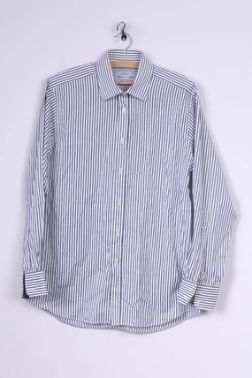 Charles Tyrwhitt Mens 41 16 M Casual Shirt White Cotton Striped Long Sleeve Chic Ensemble