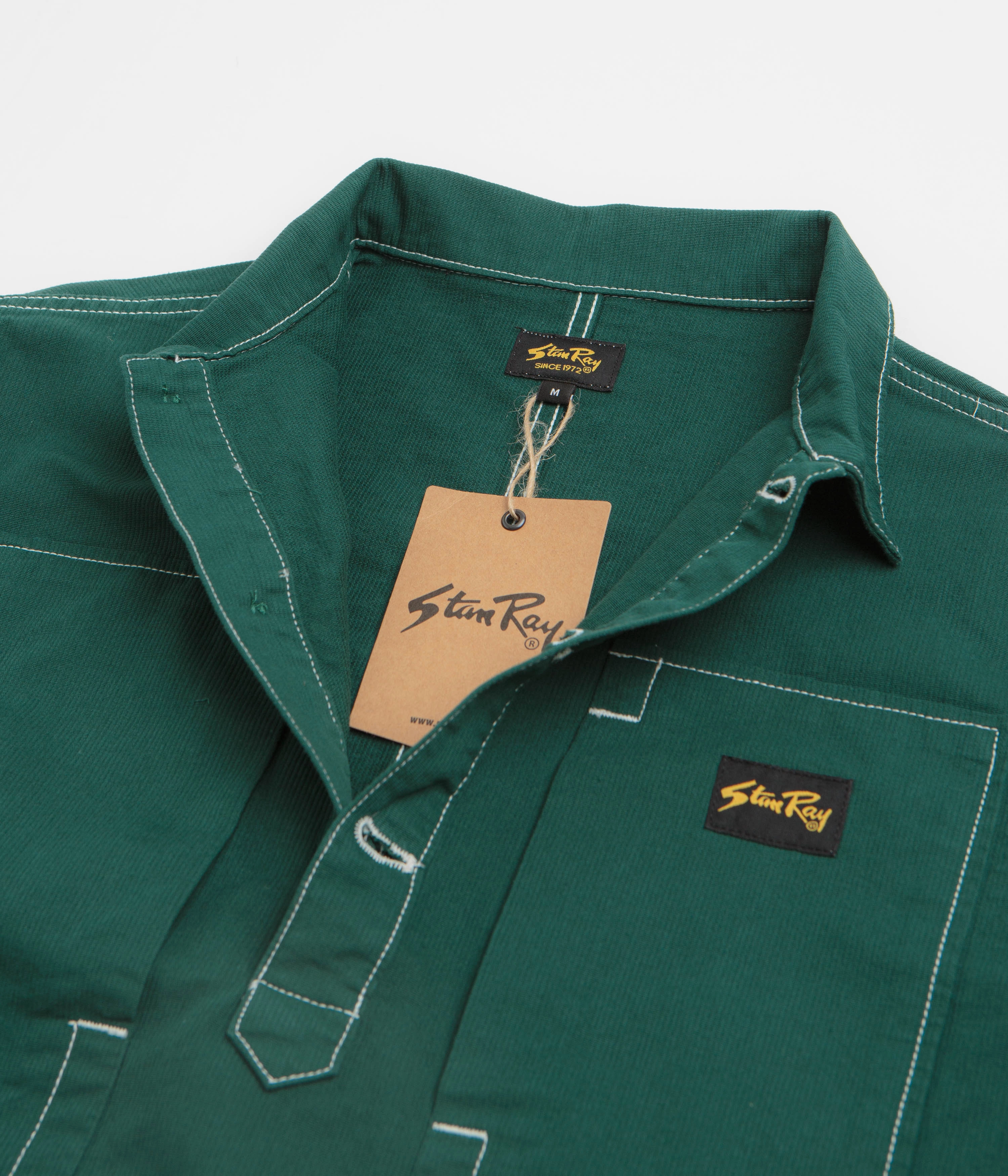 hypoallergenic material Breathable Underarm Vents Stan Ray Painters Pop Over Shirt - Botanical Green Bedford