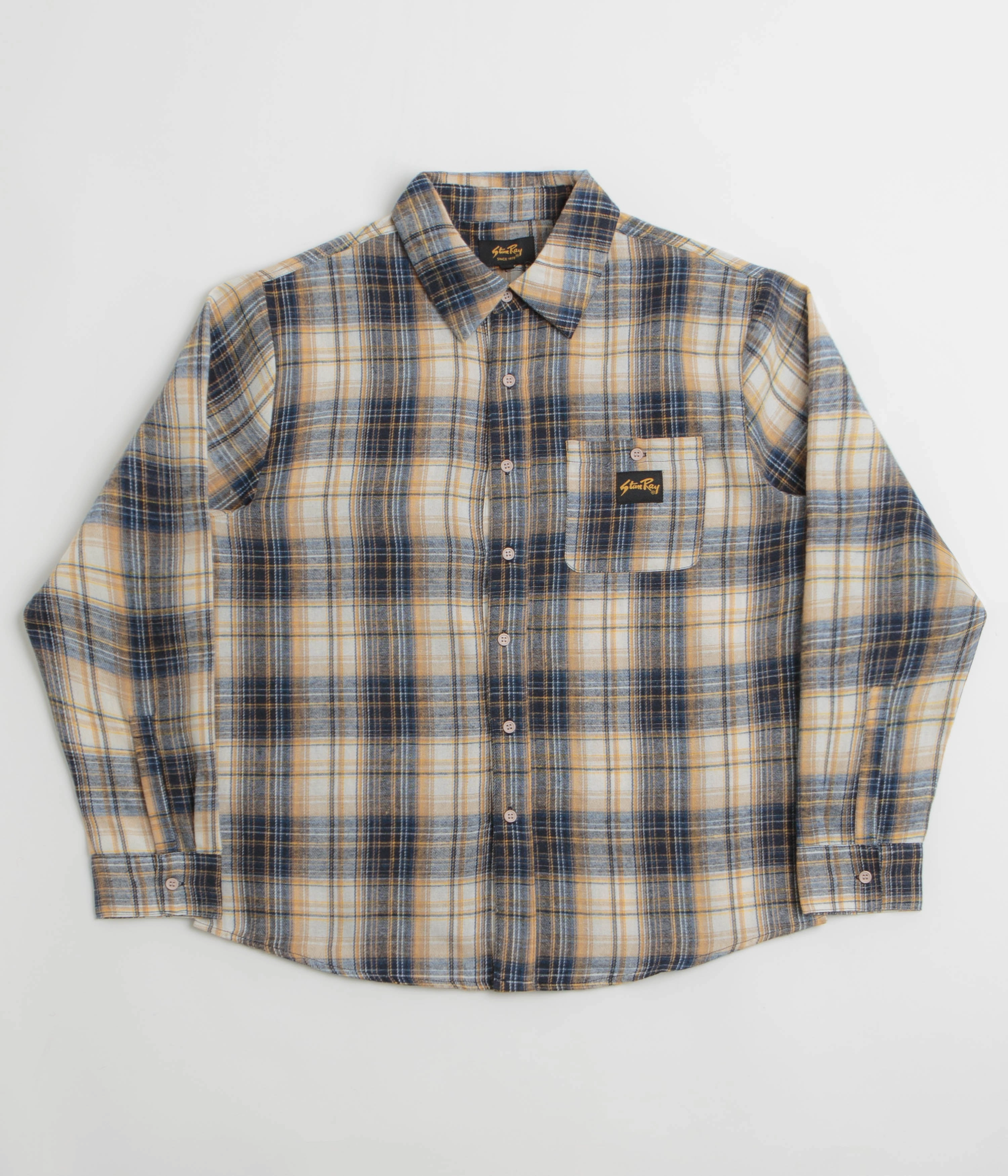 Vibrant color Lounge Comfort Stan Ray Flannel Shirt - Navy Plaid / White