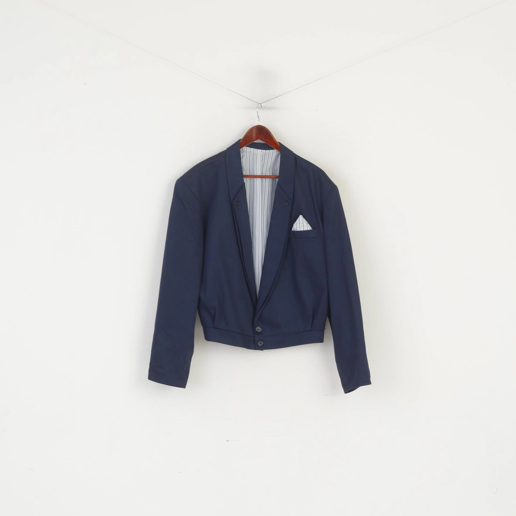 Practical Choice Street Ready Rudy St-Clair Men M Jacket Navy Wool Elegant Paris Shoulder Pads Blazer