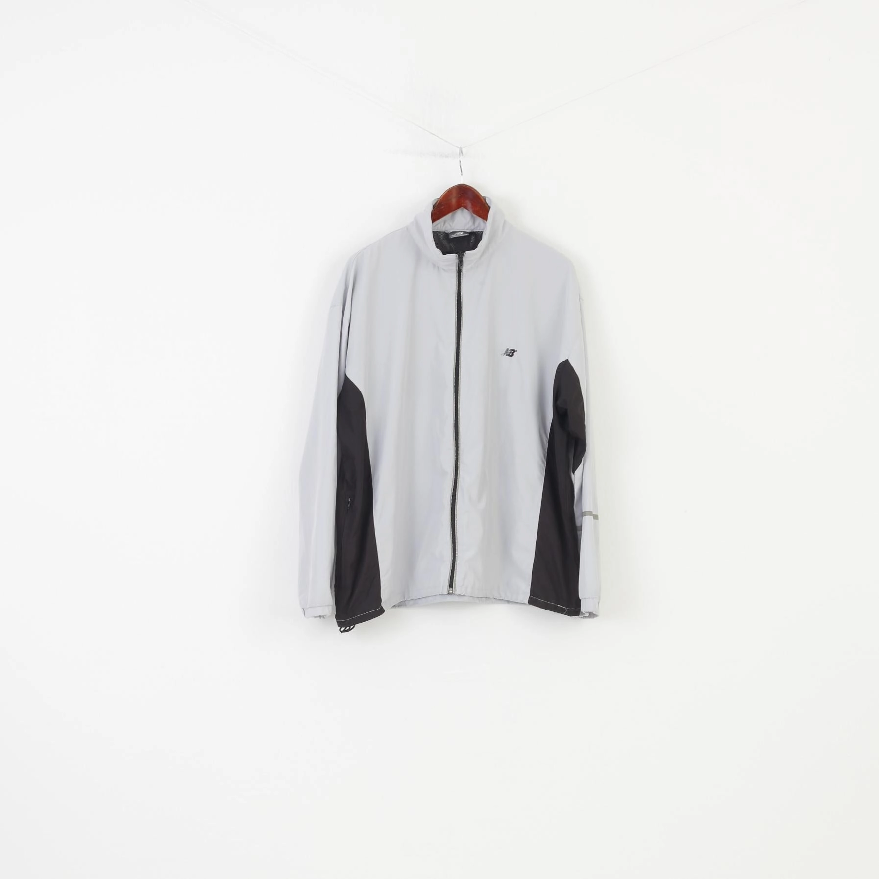 File Celebrate New Balance Men L Jacket  Grey Full Zipper Sport Polyester Collar Top