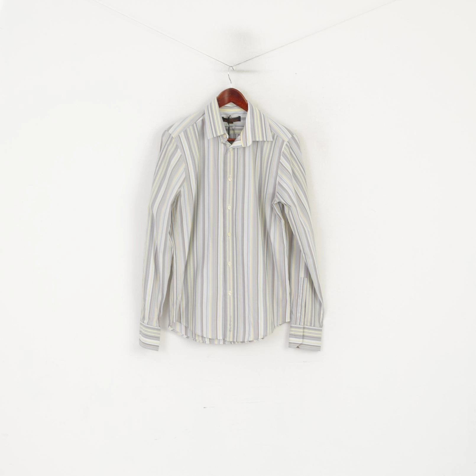 Social Meetup New Ben Sherman Men S Casual Shirt Grey Striped Cotton Long Sleeve Slim Fit To