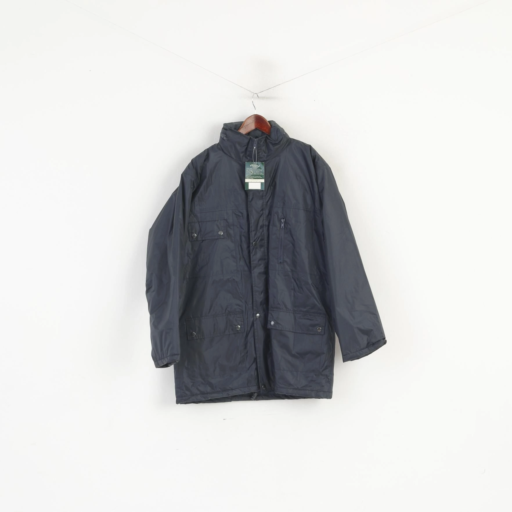 Full Length Front Zipper Simple Layer New Champion Men S Jacket Navy Padded Full Zipper Hidden Hood Pocket Outdoor Parka