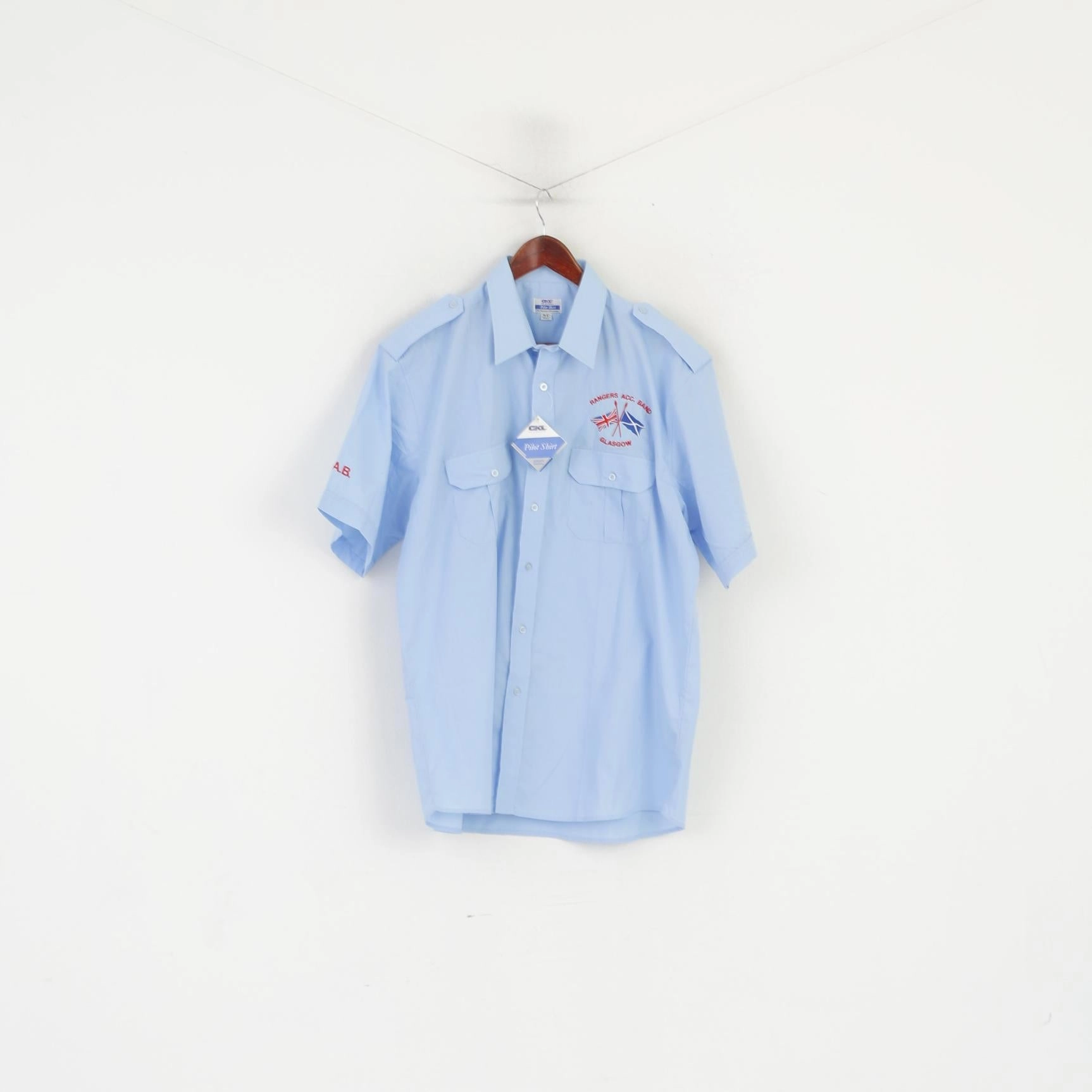 Adjustable Cuffs mix and match New CKL Pilot Shirt Men 16.5 42 XL Casual Shirt Blue Rangers Glasgow Work Top