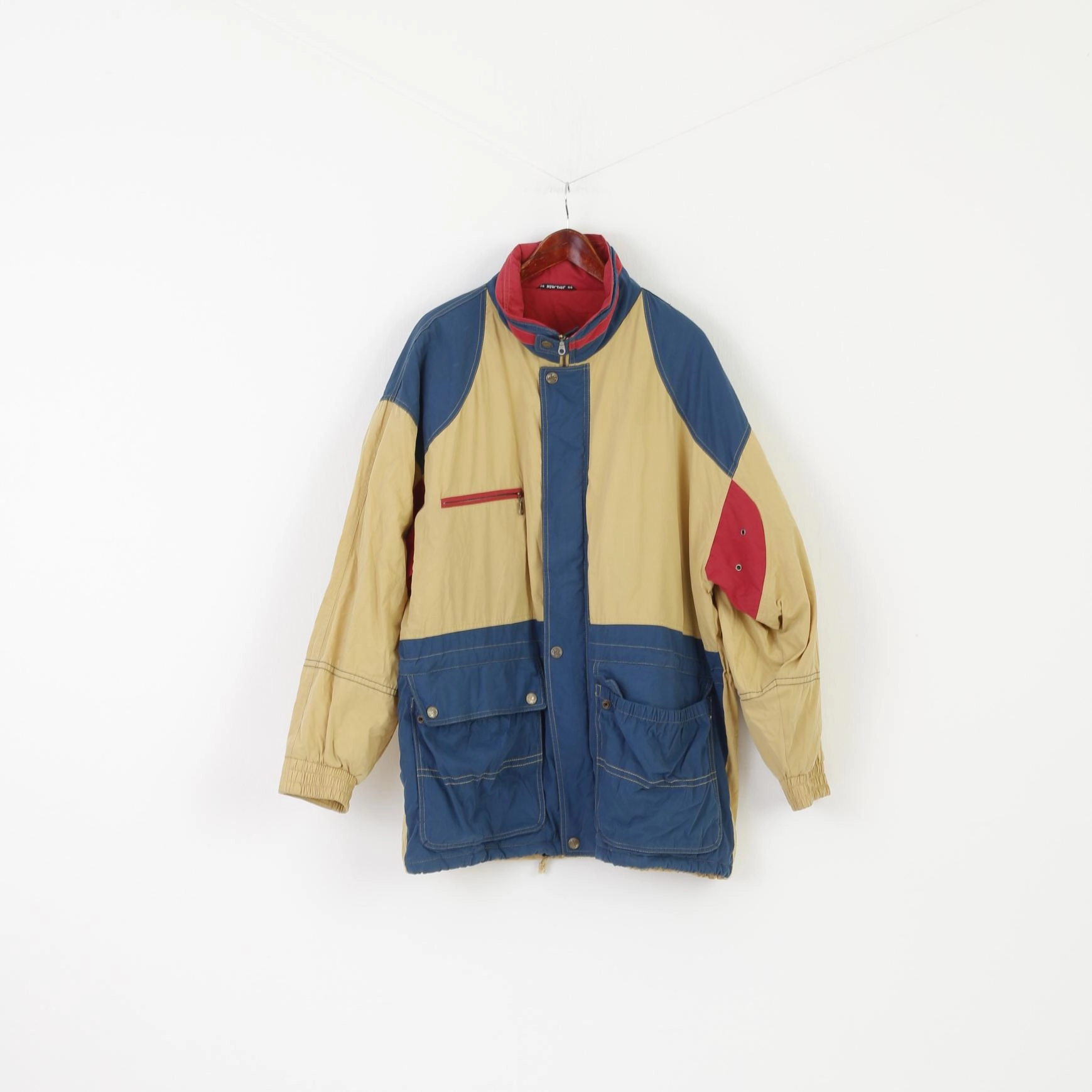 Sport Mode New Fast C&A Men 56 XXL Jacket Yellow Vintage Padded Full Zipper Casual Top