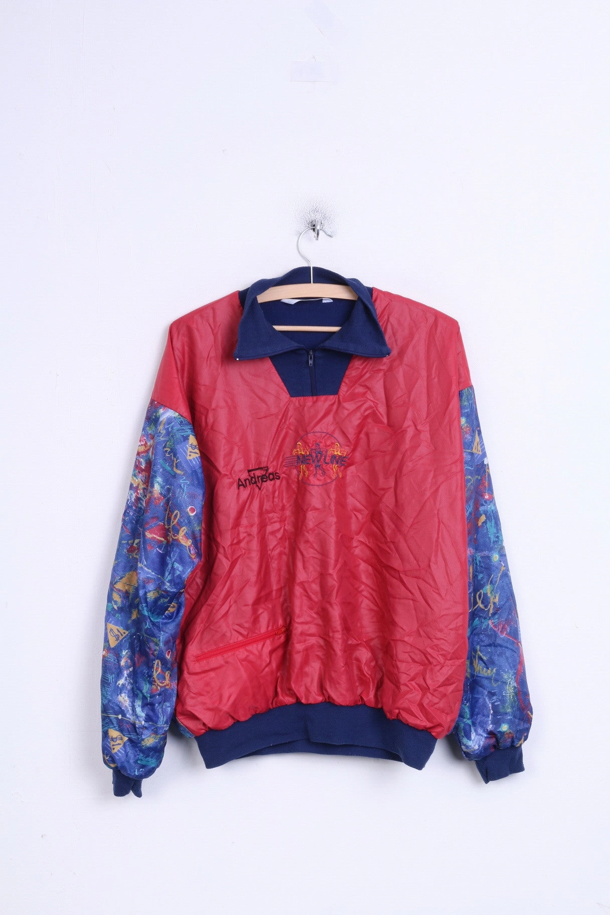 Secure Zip Pockets Diploma New Line Andreas Mens M Track Top Jacket Sweatshirt Zip Neck Vintage