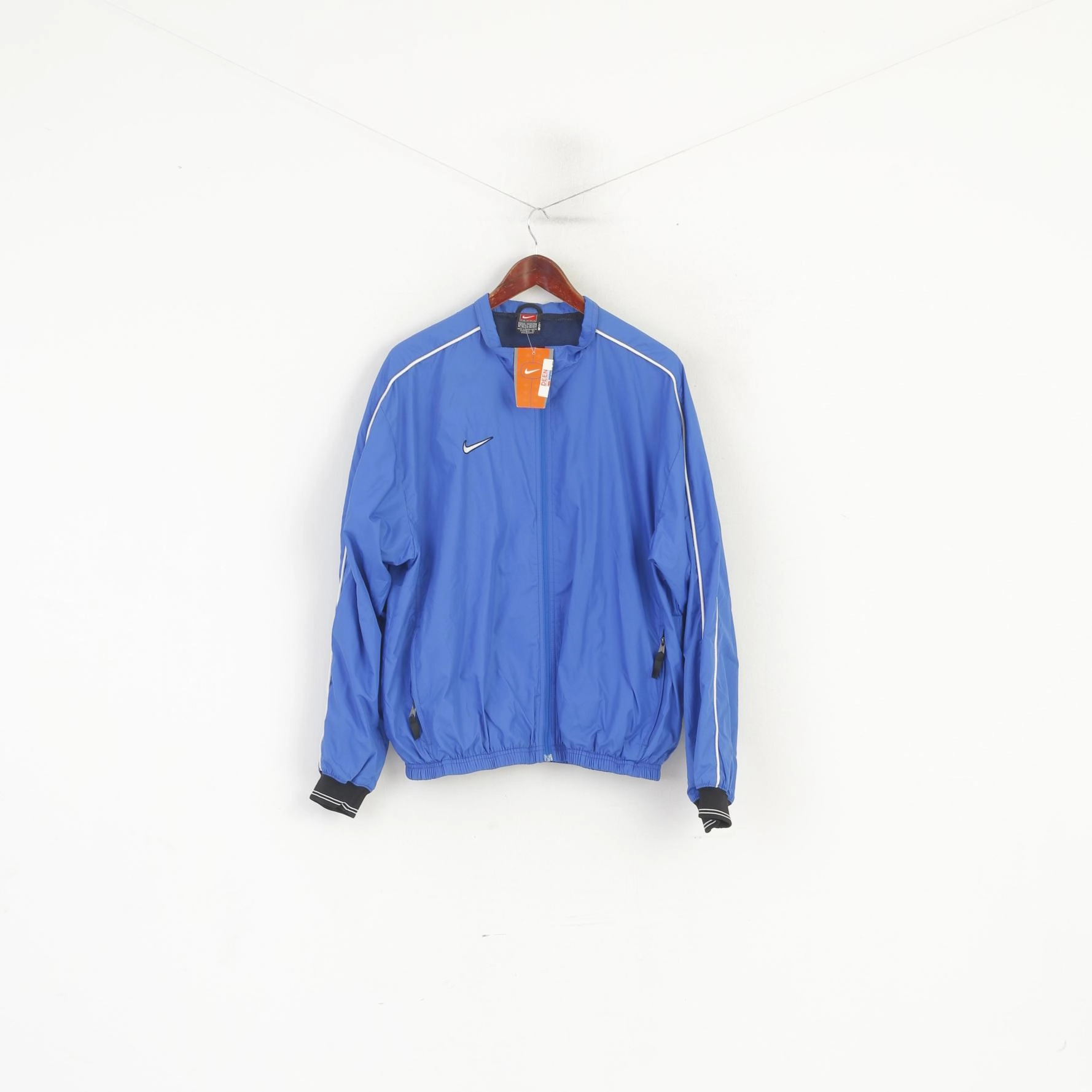 New Nike Team Men M 178 Jacket Blue Vintage Full Zip Bomber Sport Top Cozy All Day watch accents