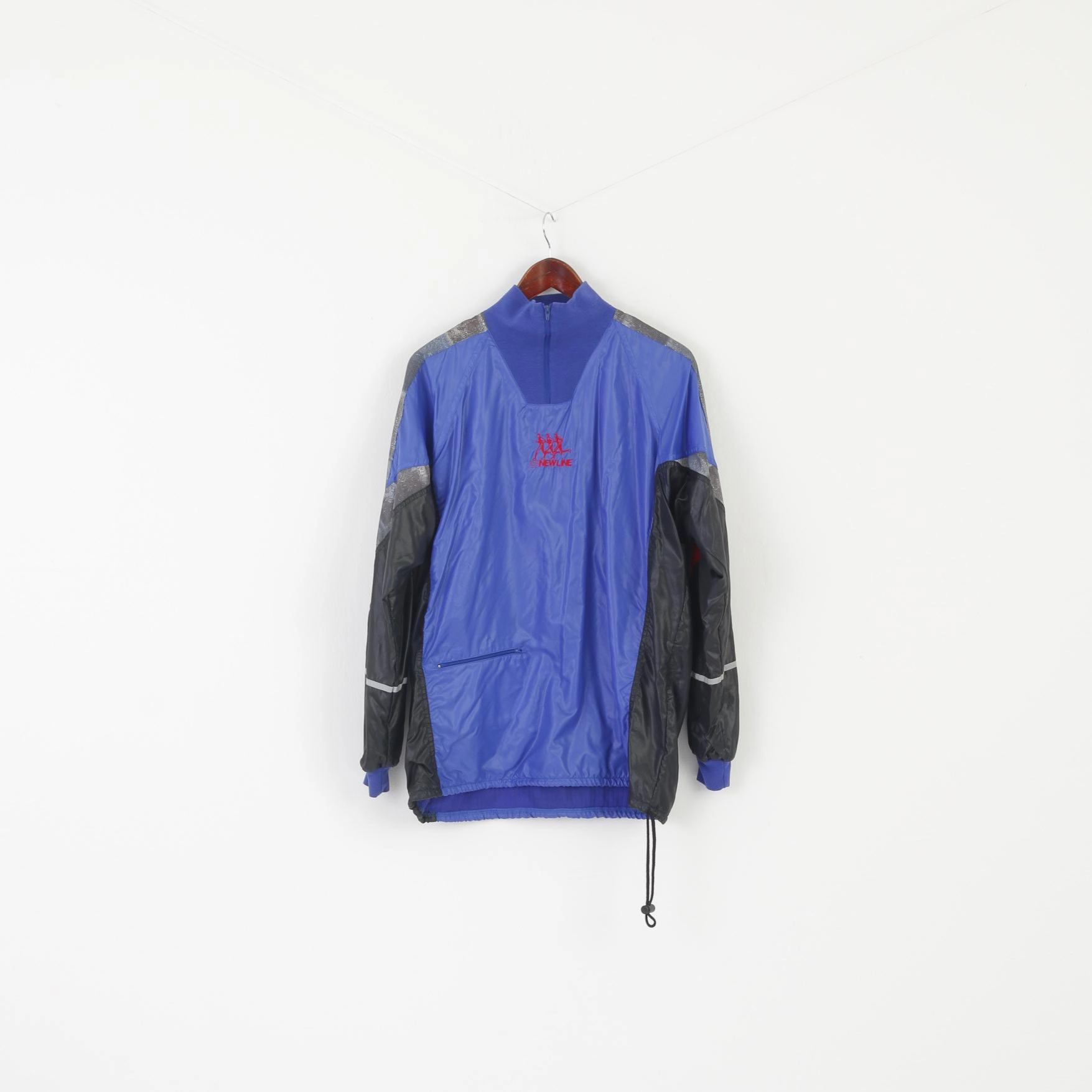 Cold Shield humid Newline Men L Jacket Navy Vintage 90s Zip Neck Nylon Performance Sport Pullover Top