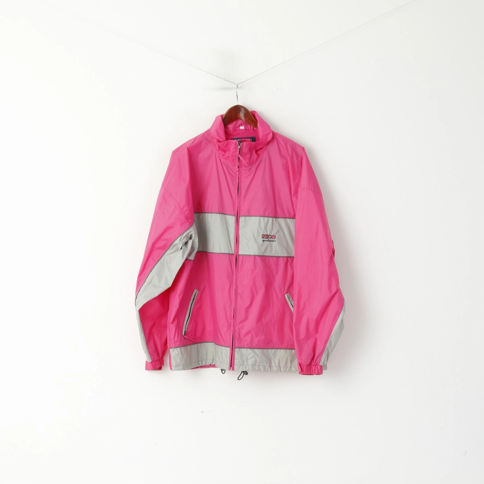 Streetwear Fashion NICO Sportswear Men XL Jacket Pink Nylon Waterproof Extreme 3000mm Zip Up Top