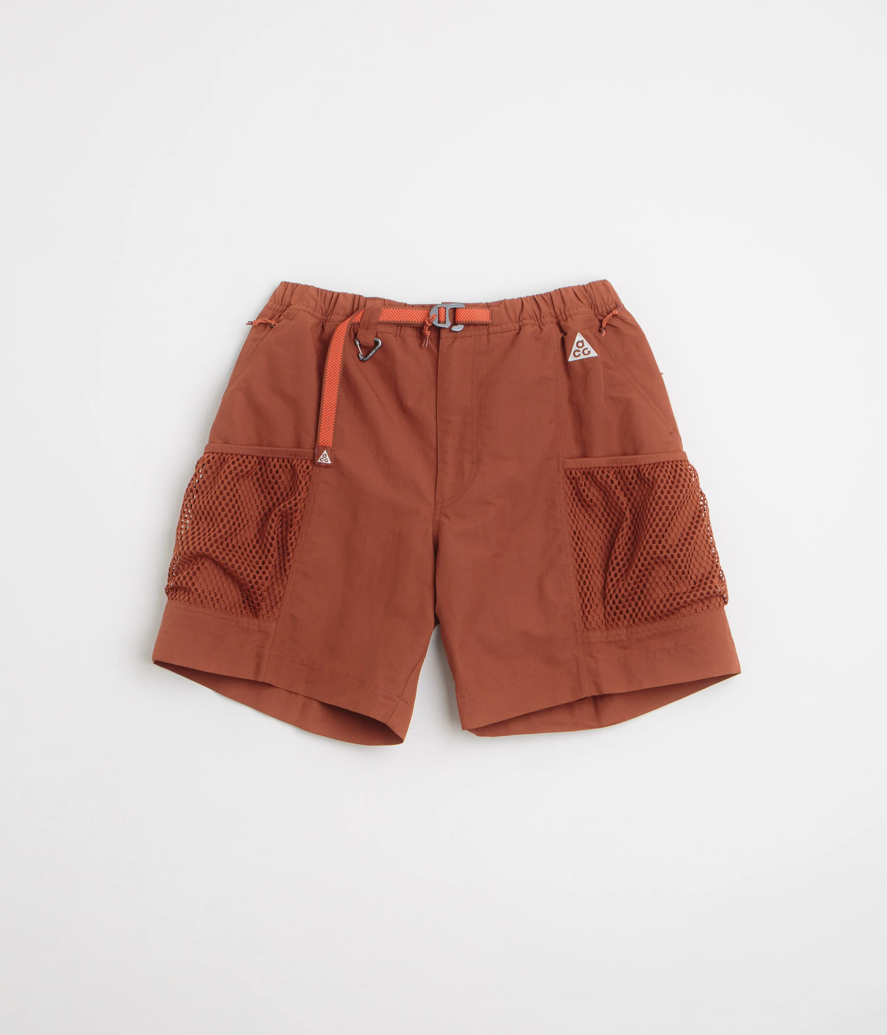 Nike ACG Snowgrass Cargo Shorts - Cinnamon / Picante Red / Summit White polo shirt