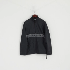 Nike Men M Jacket Black Pullover Activewear Retro Lightweight Pocket Sport Top Stylish Warmth