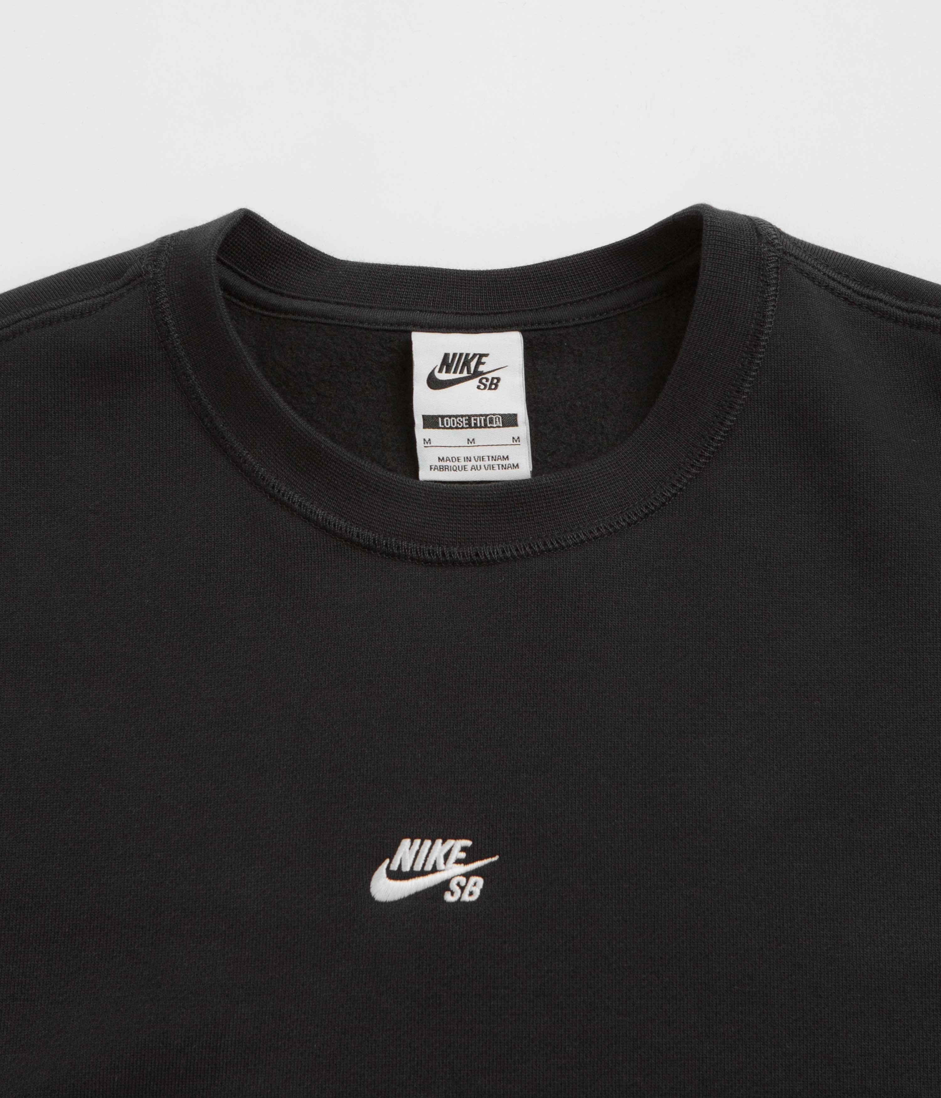 Festival Fashion Nike SB Essential Logo Crewneck Sweatshirt - Black / White