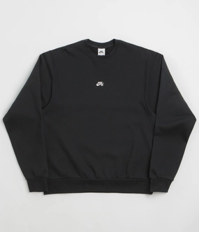 Vintage Look Loose Fit Nike SB Essential Logo Crewneck Sweatshirt - Black / White