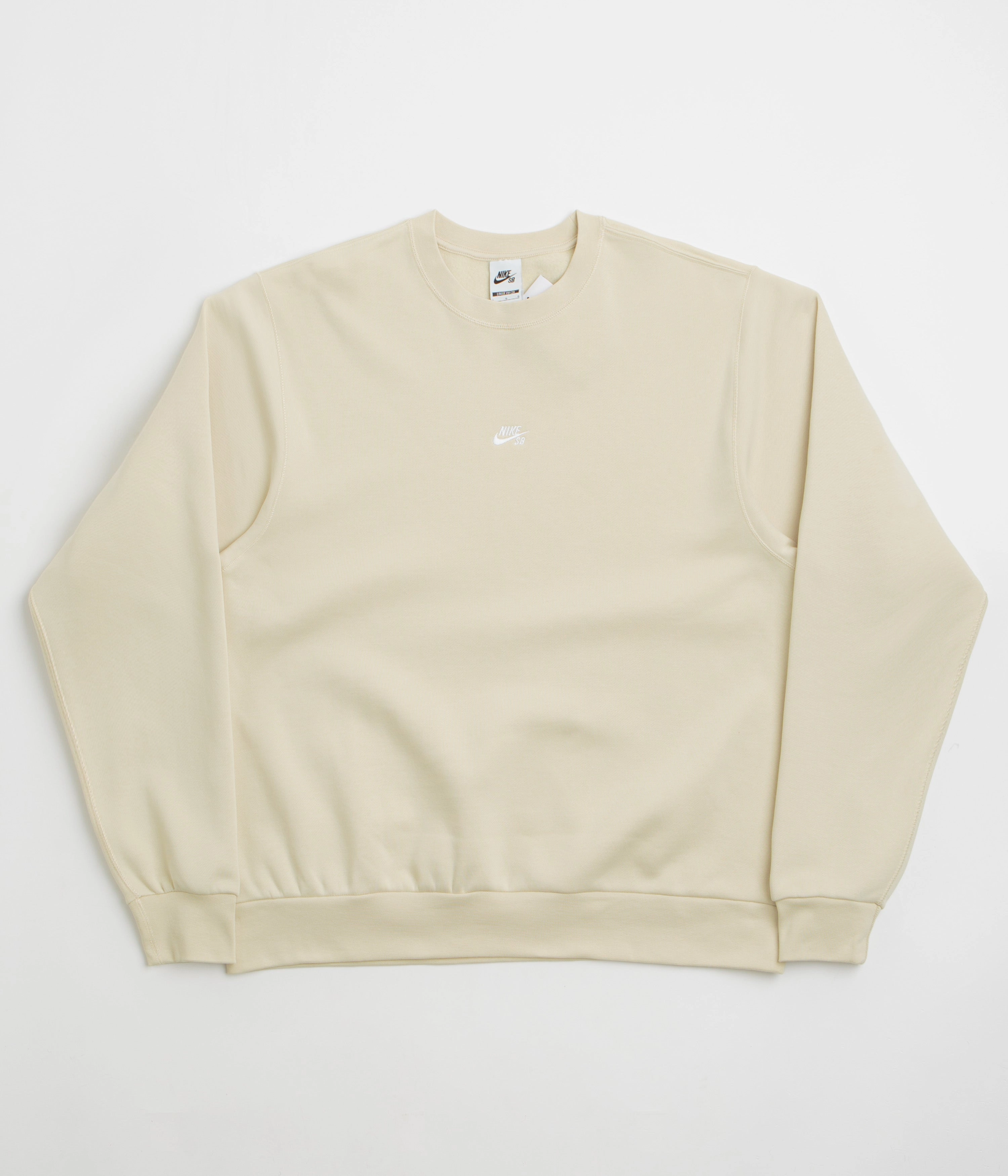 Nike SB Essential Logo Crewneck Sweatshirt - Light Khaki / White Premium Hoodie
