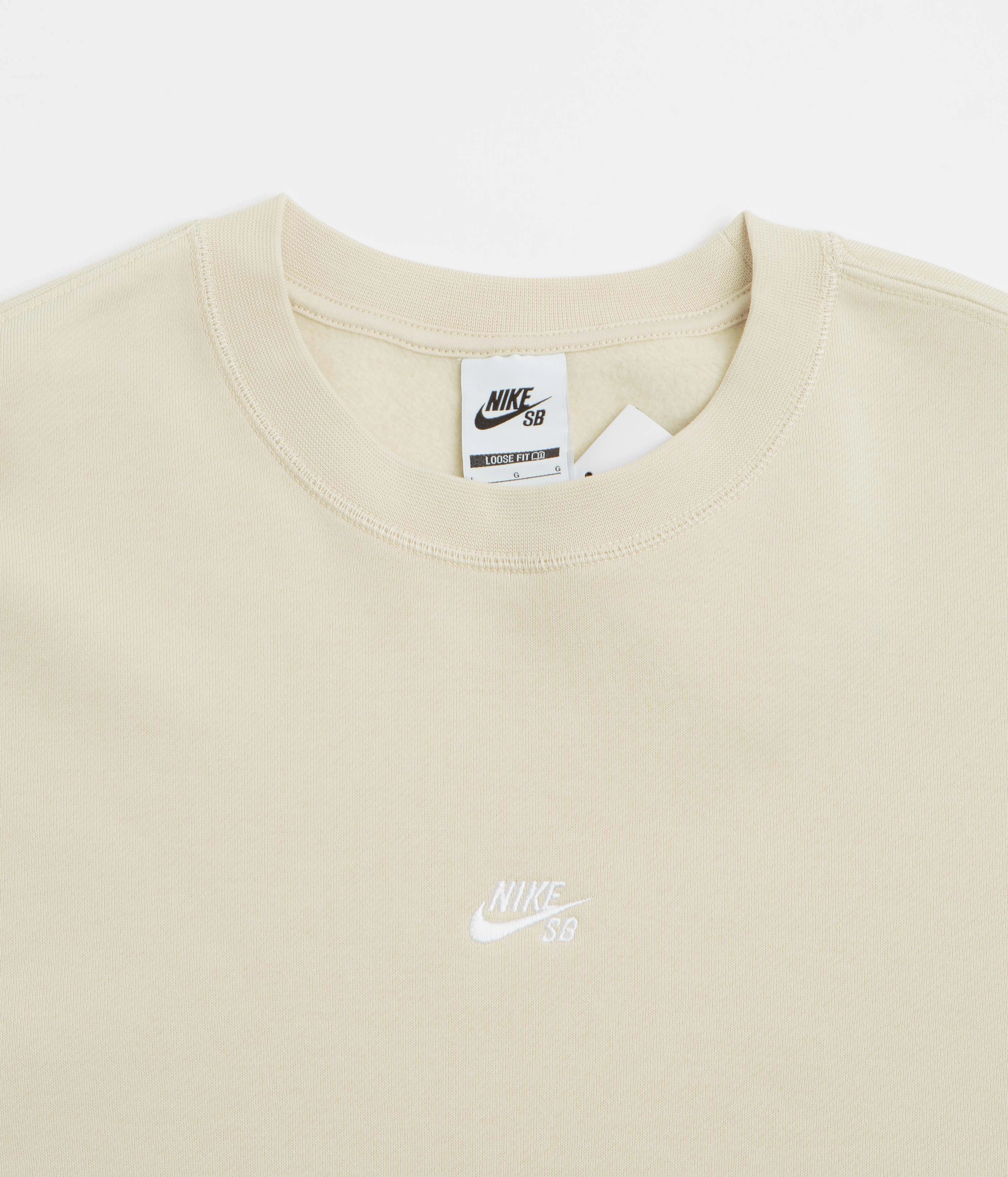 Nike SB Essential Logo Crewneck Sweatshirt - Light Khaki / White Casual Layering Trendy Colors