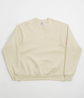 Nike SB Essential Logo Crewneck Sweatshirt - Light Khaki / White Premium Hoodie