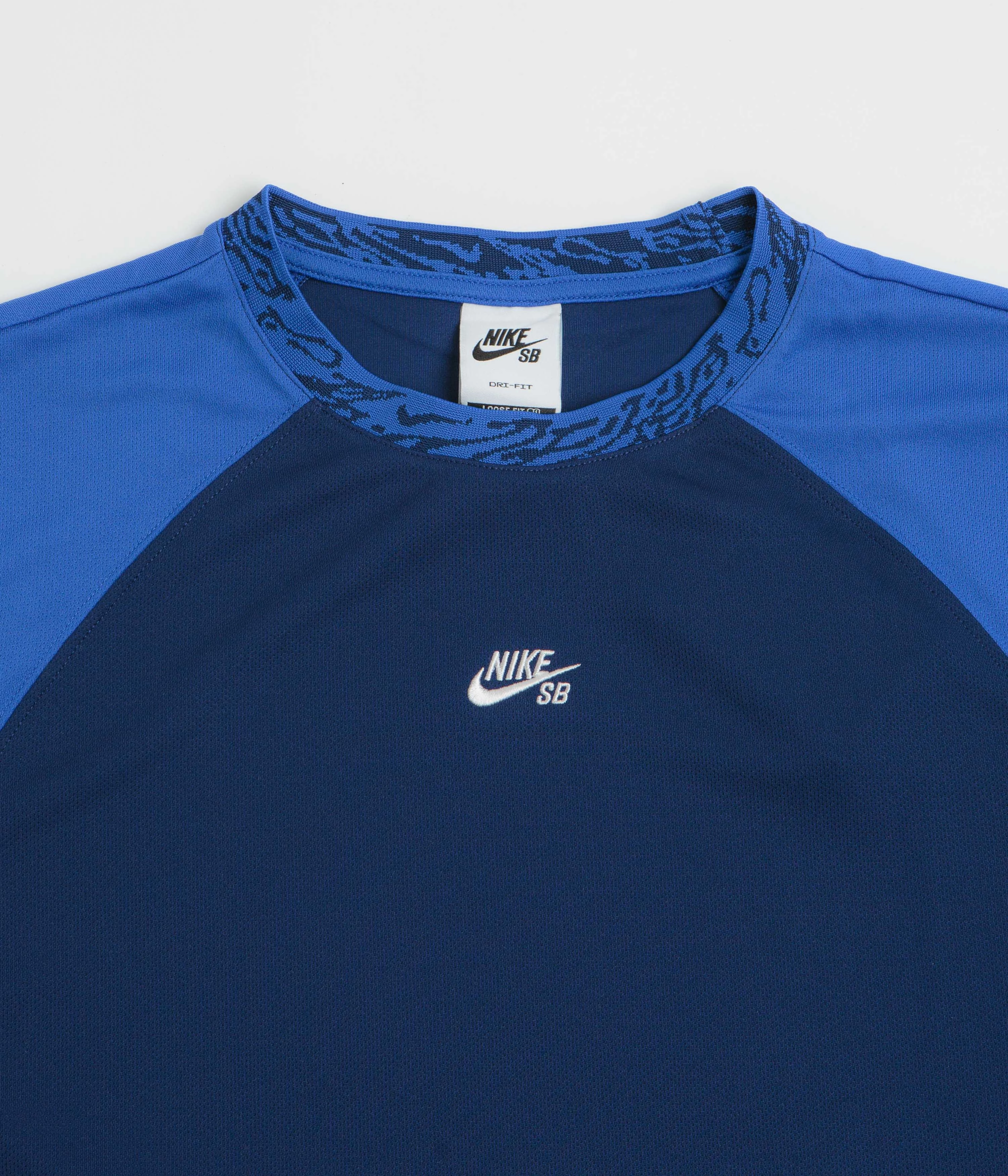 City Look Layered Hem Detail Nike SB Knit Jersey - Blue Void / Game Royal / White