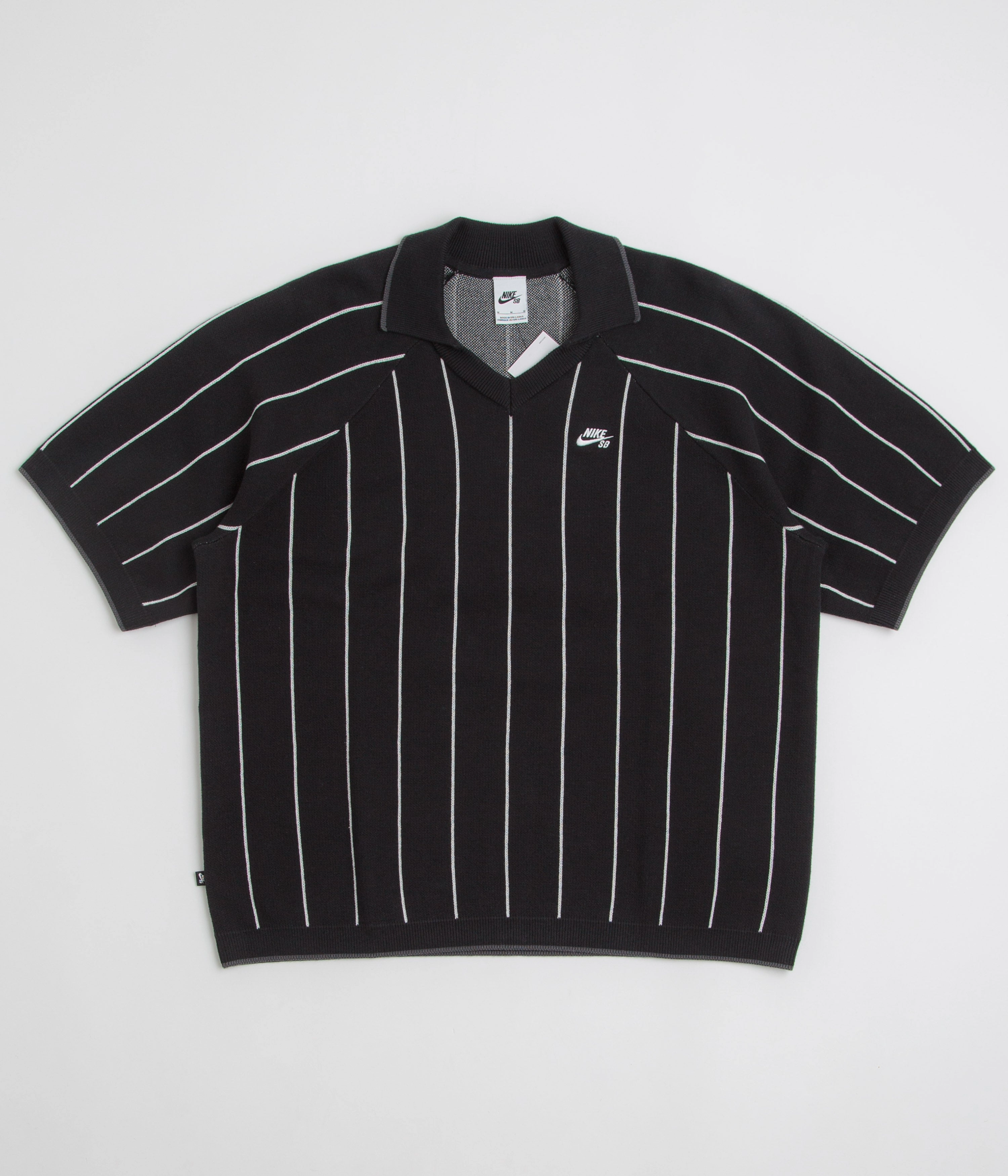 Nike SB Striped Polo Shirt - Black / Sail / Black Flexible Placket Structure Fade Resistant Formula