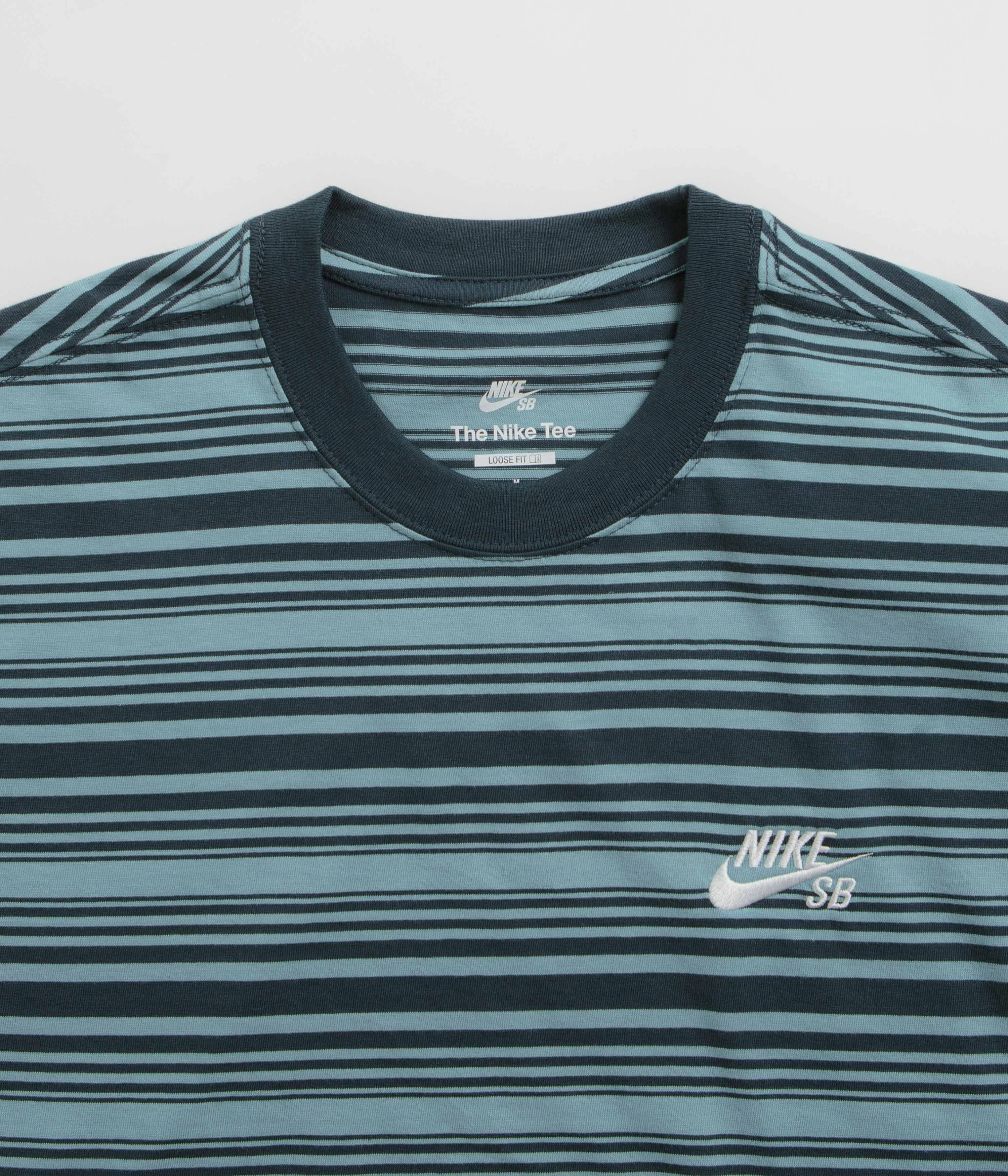 Nike SB Striped T-Shirt - Denim Turquoise Light and Soft Chic Wear