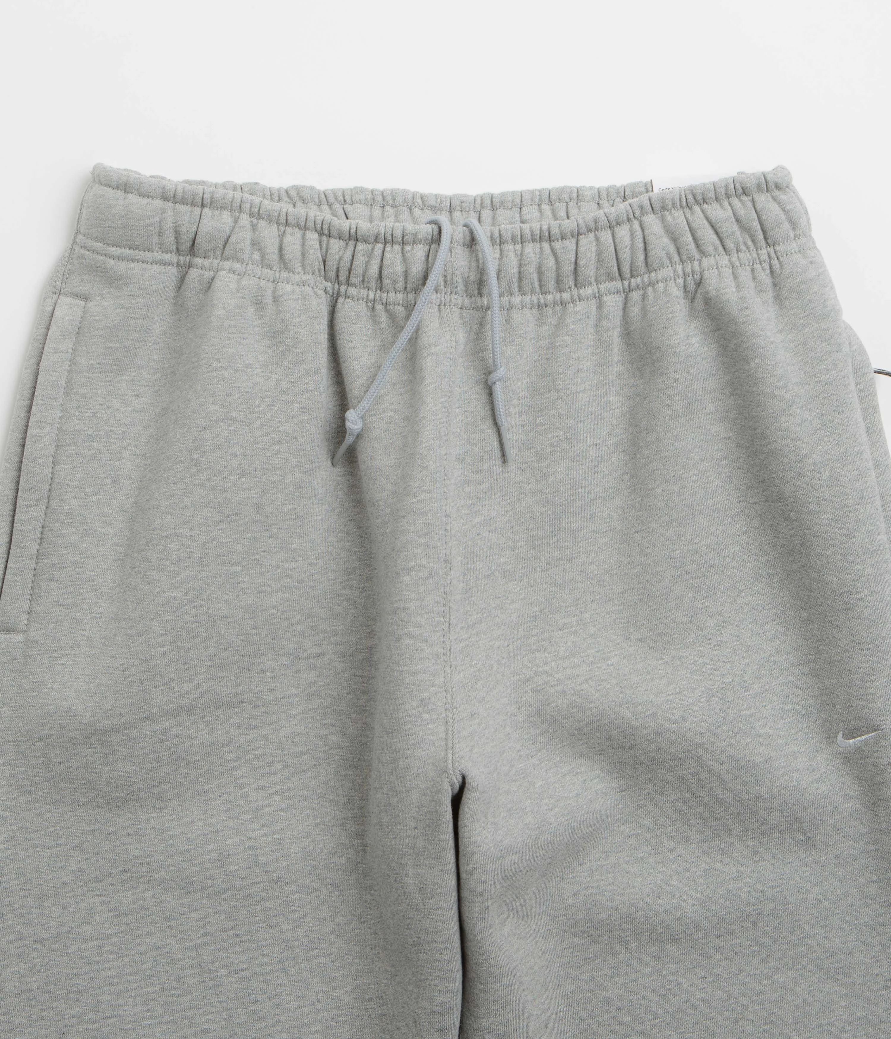 Nike Solo Swoosh Open Hem Sweatpants - Dark Grey Heather / Light Smoke Grey / White Anti Chafe Lining Side zipper