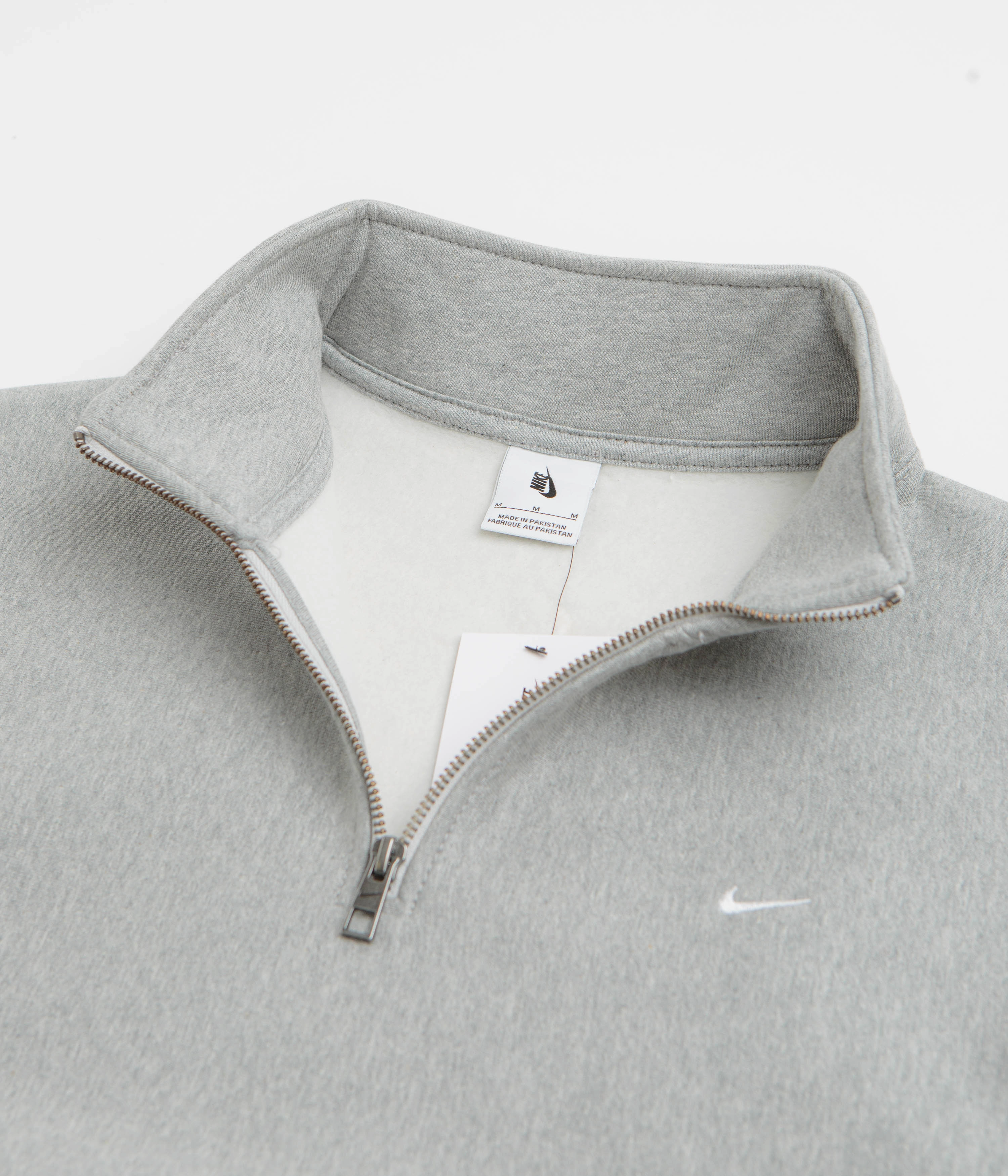 Nike Solo Swoosh Quarter Zip Sweatshirt - Dark Grey Heather / White Classic Minimal