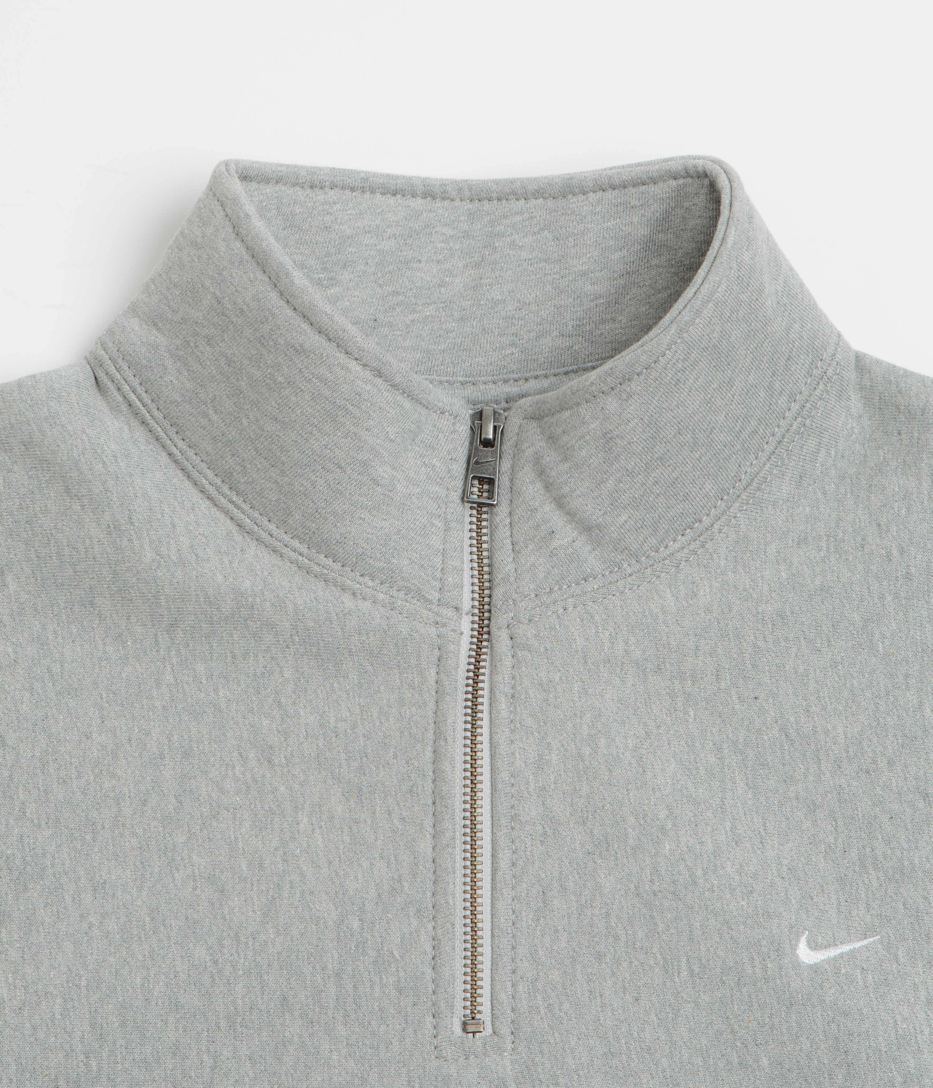 Nike Solo Swoosh Quarter Zip Sweatshirt - Dark Grey Heather / White product snowboarding suitable thrill Bold Graphics