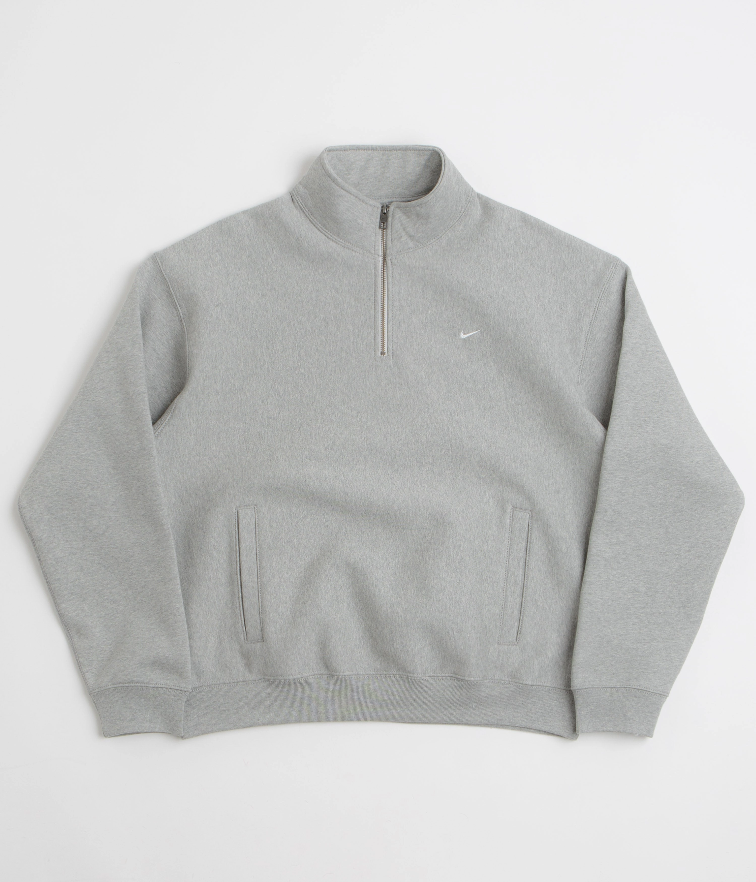 fit for home Nike Solo Swoosh Quarter Zip Sweatshirt - Dark Grey Heather / White