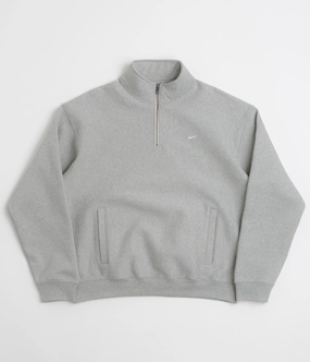 fit for home Nike Solo Swoosh Quarter Zip Sweatshirt - Dark Grey Heather / White