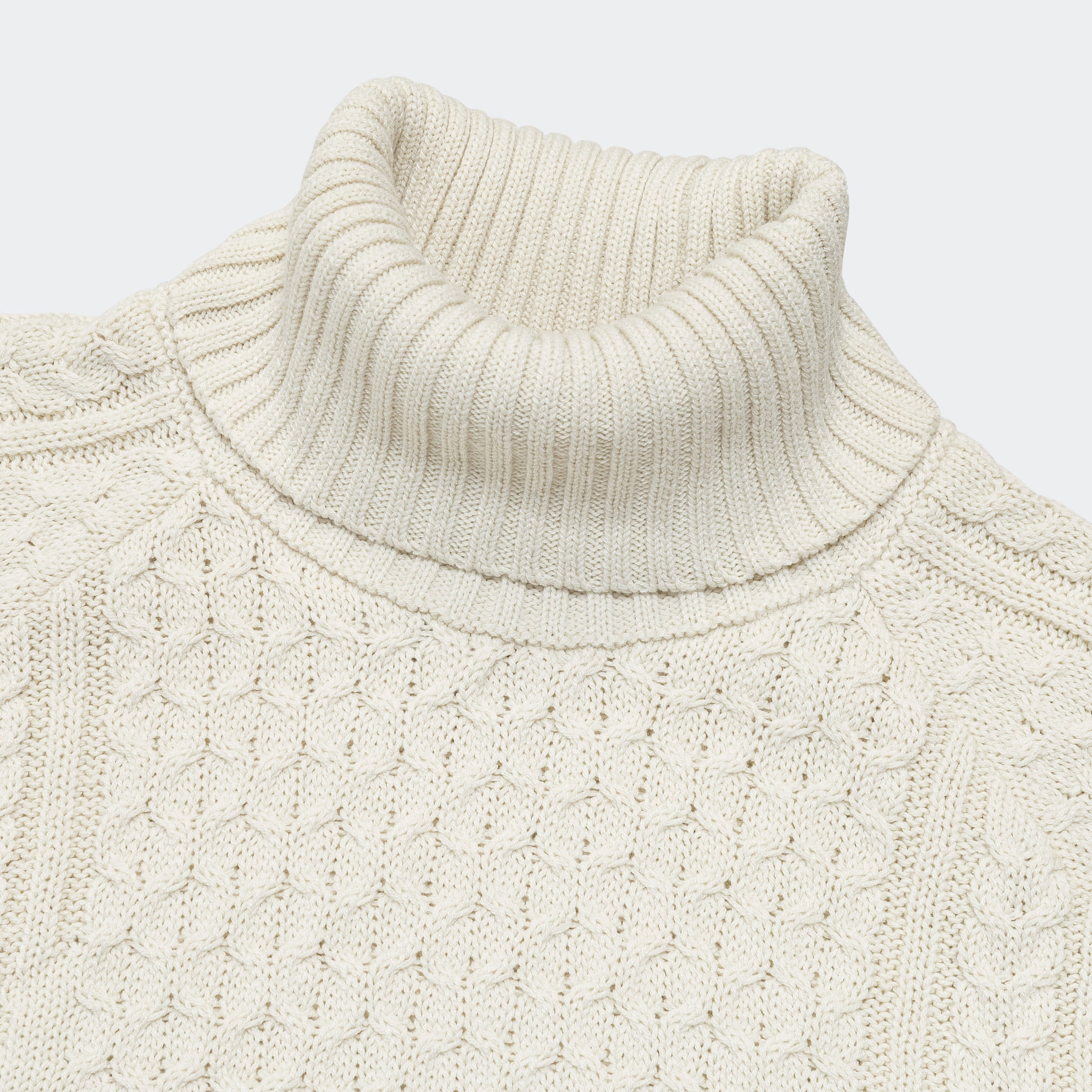 Simple Piece Work From Home NikeLab Cable Knit Turtleneck Sweater - Light Bone