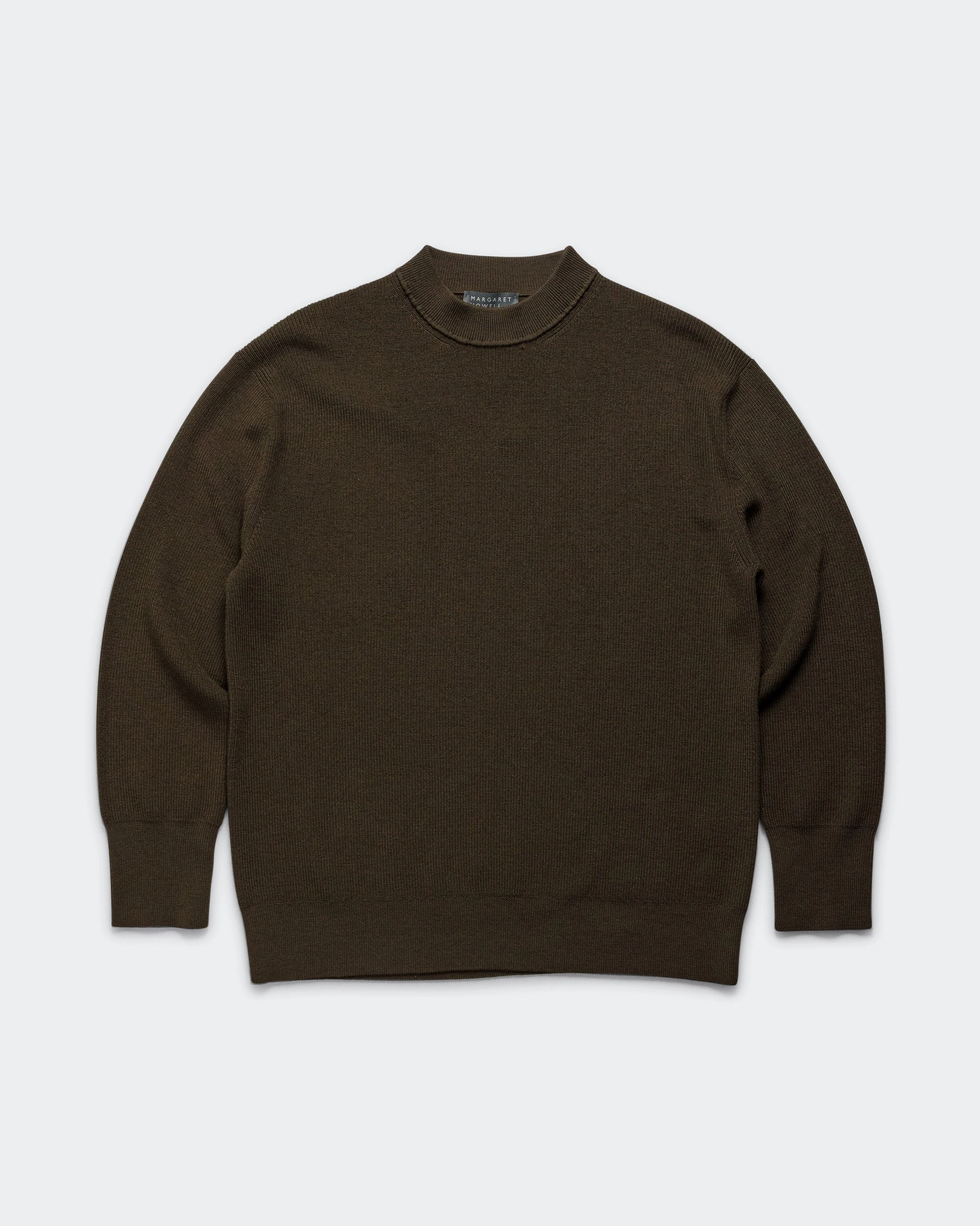 Fine Rib Crew - Khaki Extrafine Merino Wool Outdoor Trend Soft Touch